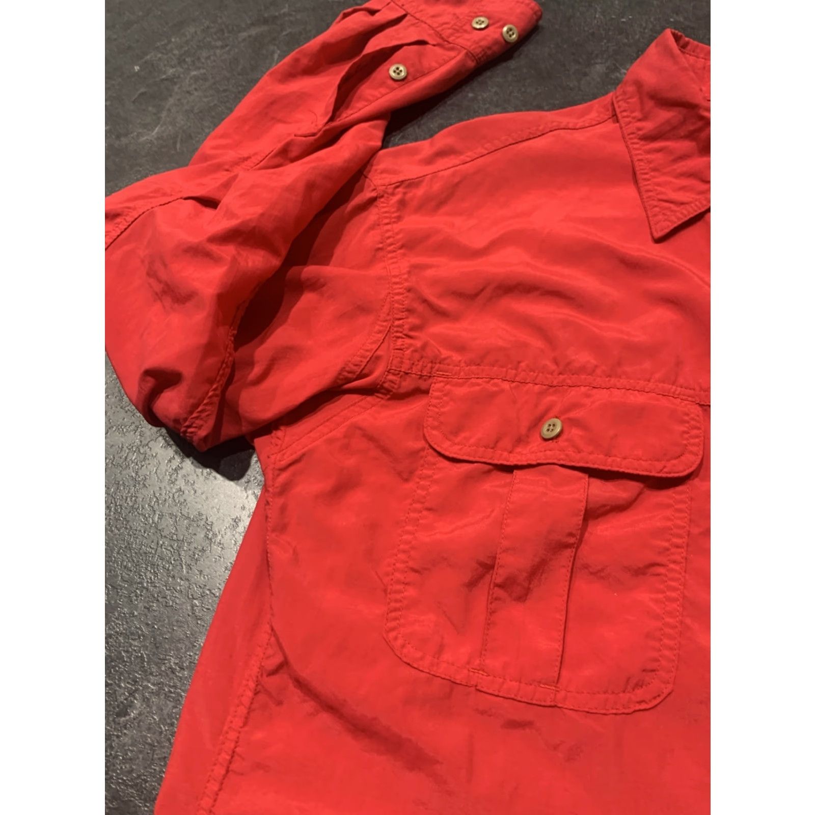 Lands' End VINTAGE Lands' End Mont-Bell Shirt Red Nylon Button-Up Large Casual Outdoor Mens Size US L / EU 52-54 / 3 - 7 Thumbnail