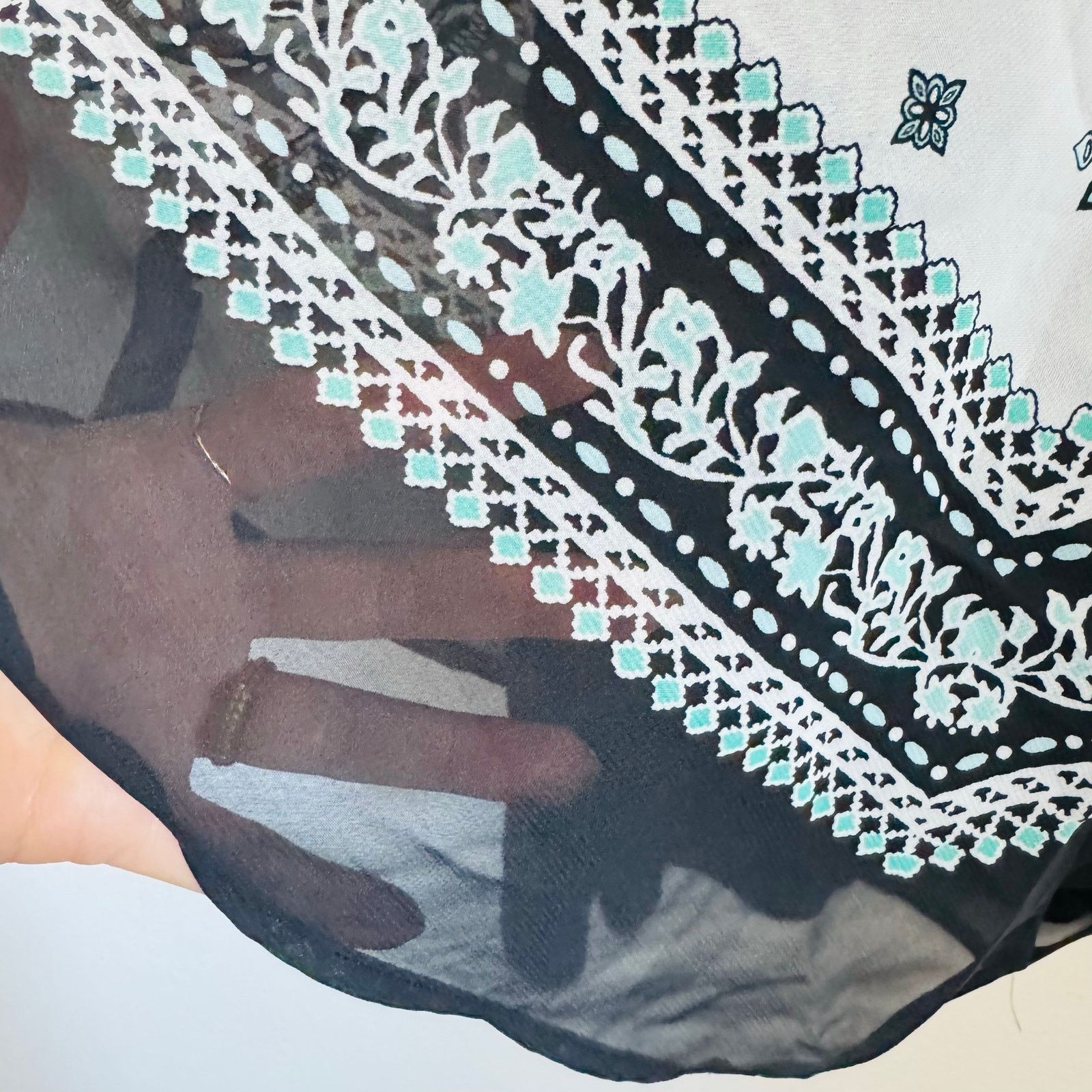 Vintage VINTAGE Black White Aqua Double Layer Ruffle Tank Top Blouse Size L / US 10 / IT 46 - 7 Thumbnail