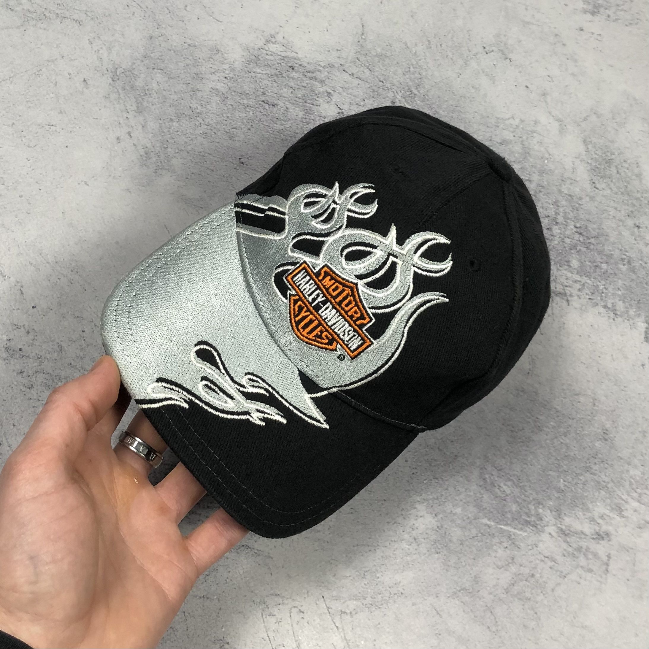Harley Davidson Y2K Vintage Harley-Davidson Flame Fire Motorcycle Cap rare Size ONE SIZE - 3 Thumbnail