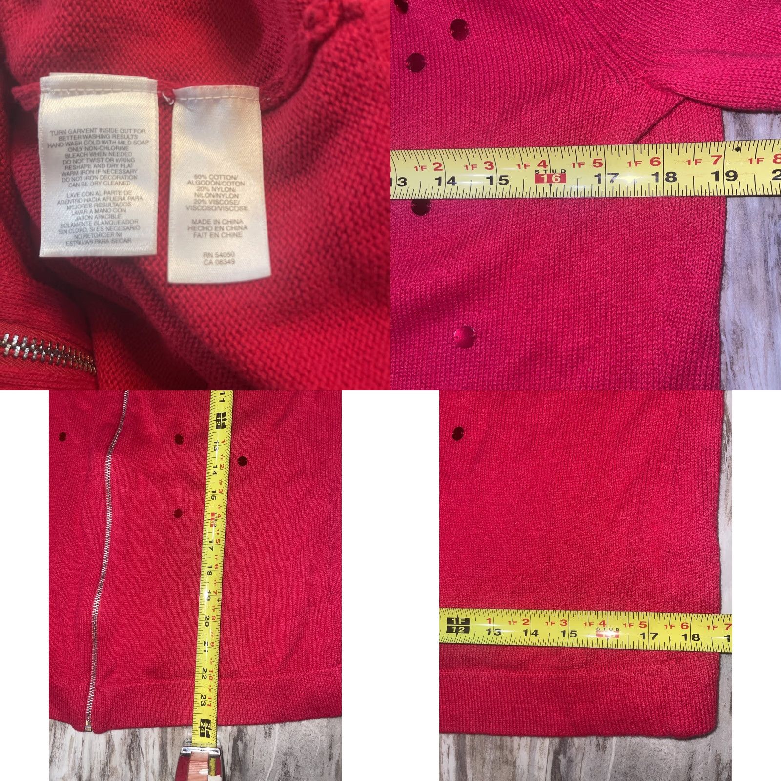 Jones New York Jones New York Signature Women’s Knit Sweater Red Sequins Zip Front Cardigan Size Medium Womens Holiday Sequins Full Zip Size M / US 6-8 / IT 42-44 - 8 Thumbnail