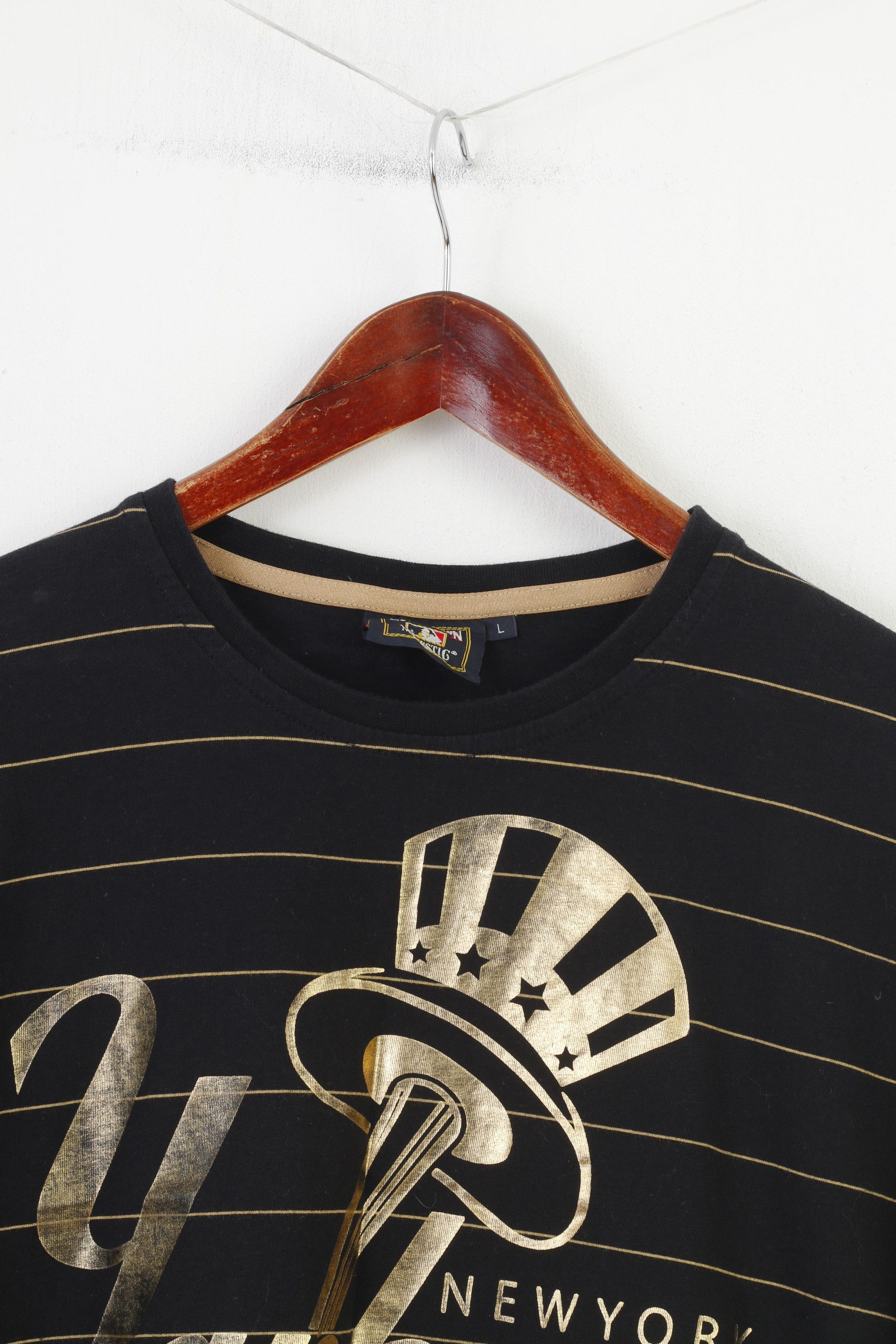 Cooperstown Collection Cooperstown Men L T-Shirt Black Cotton Gold Striped 10337 Size US L / EU 52-54 / 3 - 2 Thumbnail