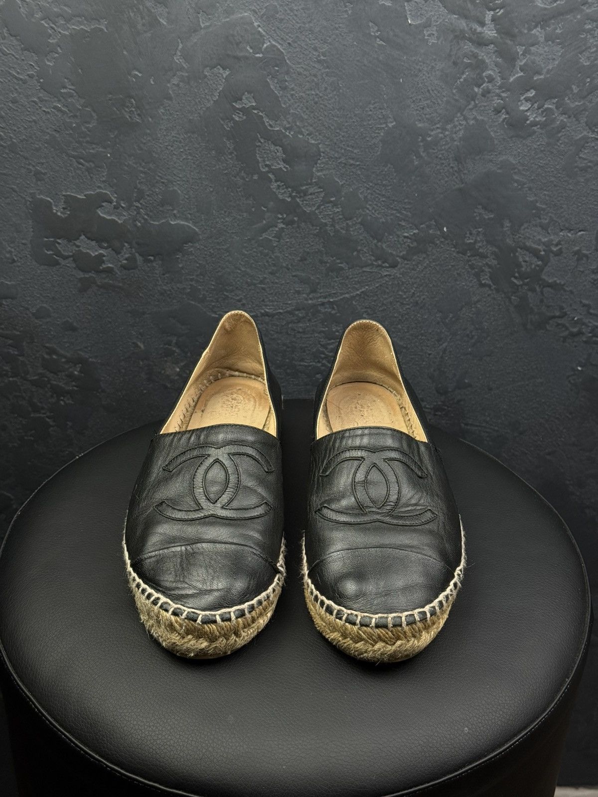 Chanel Vintage Chanel Espadrilles Slip-ons Coco Mark Black Leather Size US 8 / IT 38 - 2 Thumbnail