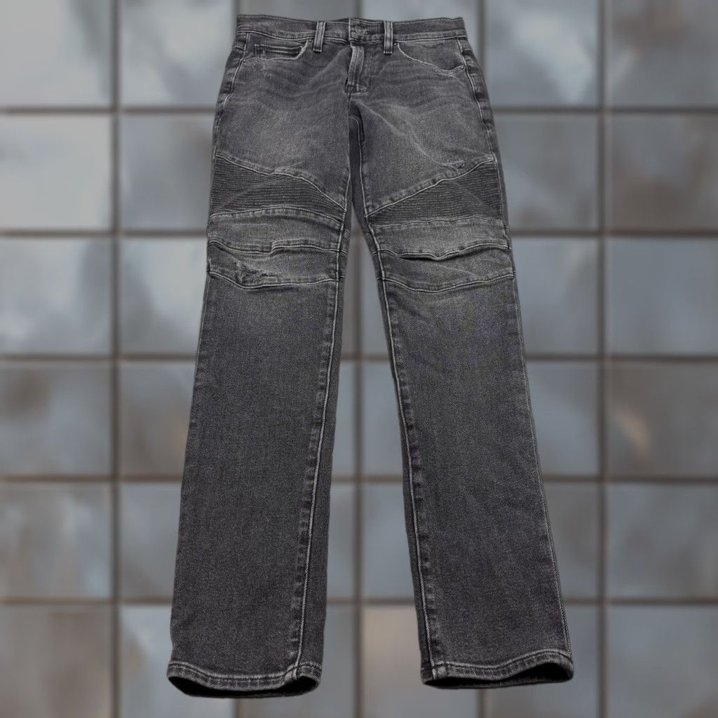 HUDSON Jeans Mens 29x33 Black Ethan Biker Skinny Distressed Denim Stretch NEW Jeans Mens
