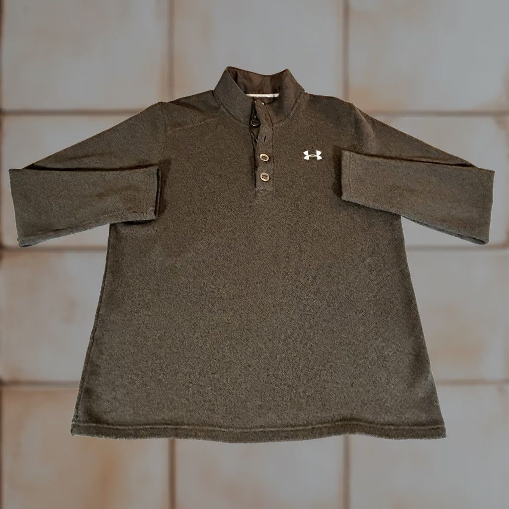 Under Armour Under Armour ColdGear Mens XL Gray Storm Fleece Pullover Mock Neck Raglan Sleeve Thermal 100% Polyester Size US XL / EU 56 / 4 - 1 Thumbnail
