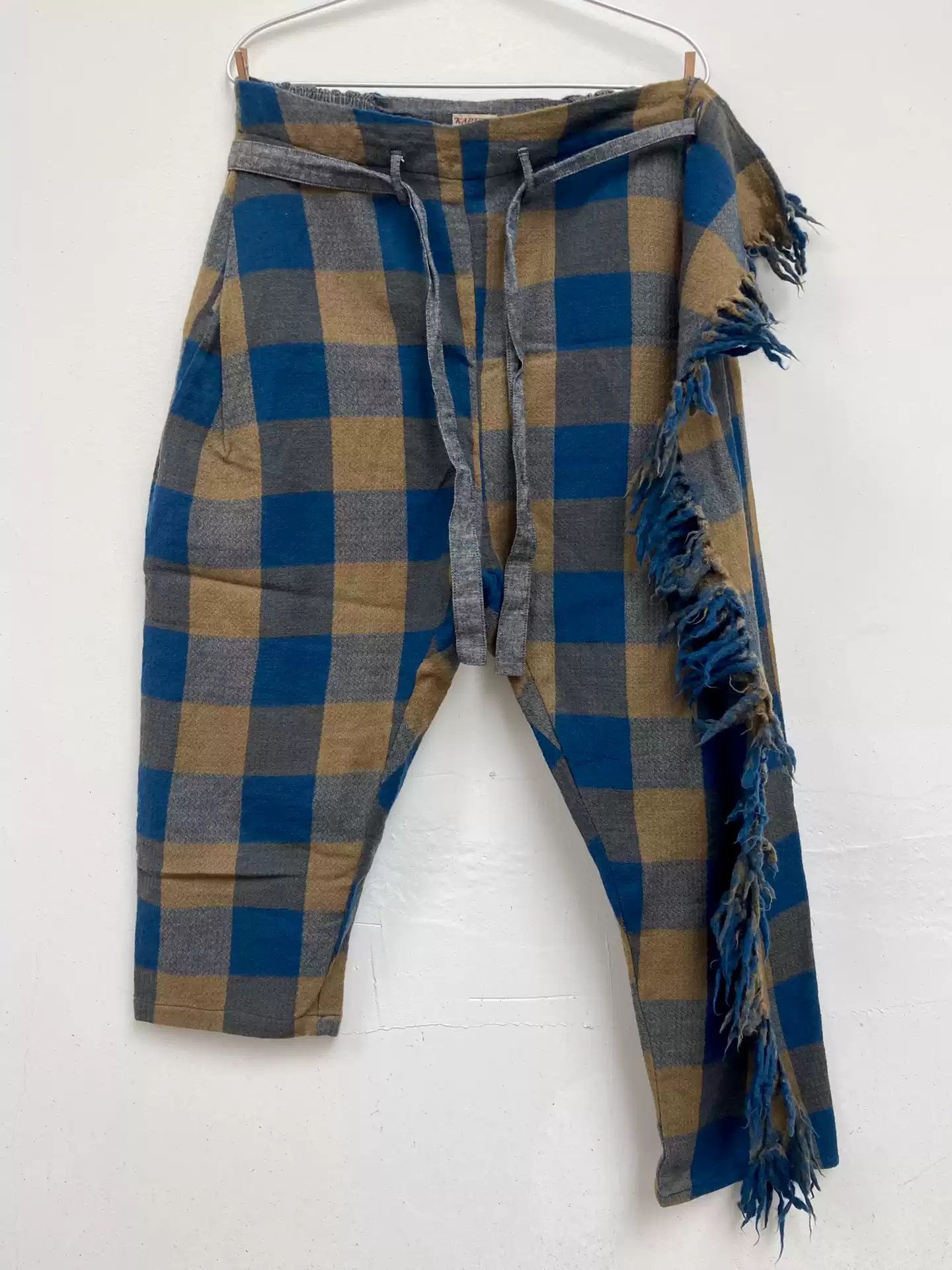 Kapital plaid irregular wool pants