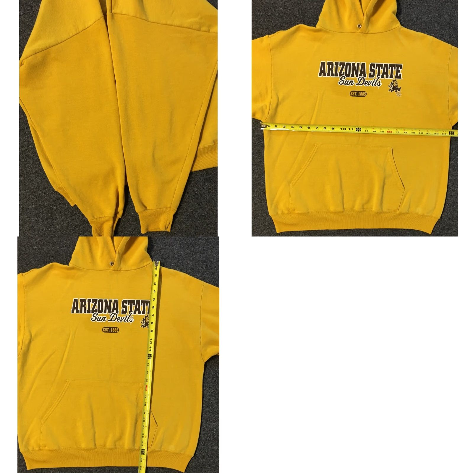 Vintage VINTAGE ASU 90s Hoodies Sweatshirt L Yellow Arizona State University Faded Spellout Hoodie Mens Size US L / EU 52-54 / 3 - 8 Thumbnail