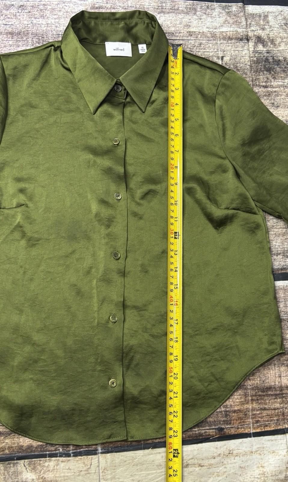 Aritzia Aritzia Wilfred Top Women XS Satin Green Shirt Career Collar Size XS / US 0-2 / IT 36-38 - 10 Thumbnail