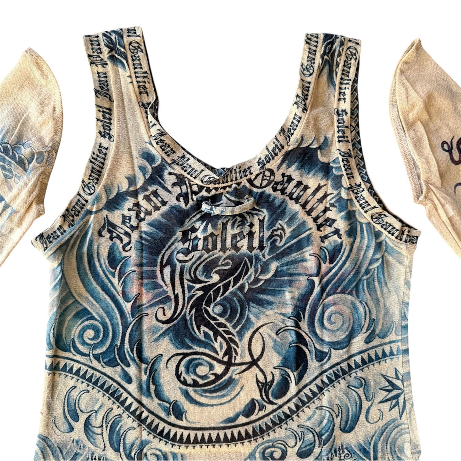 Jean Paul Gaultier Jean Paul Gaultier Soleil Tattoo Archive Mesh Tank Top Beige Size M / US 6-8 / IT 42-44 - 9 Thumbnail