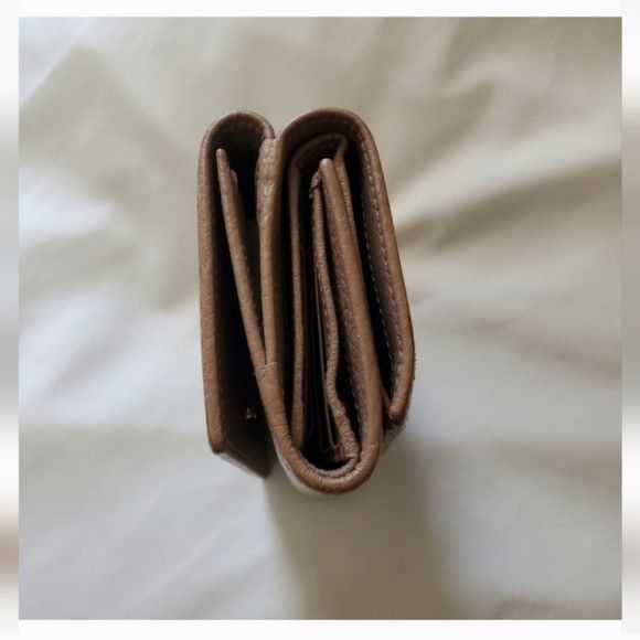 Gucci GUCCI Trifold Small Beige Leather Wallet Cardholders Size ONE SIZE - 5 Thumbnail