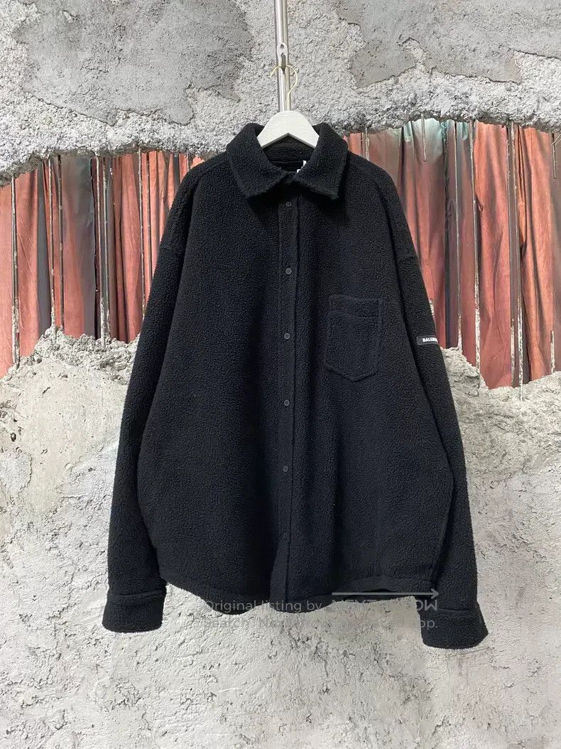 Balenciaga Balenciaga Black Teddy Sleeve Logo Jacket Size US S / EU 44-46 / 1 - 1 Thumbnail