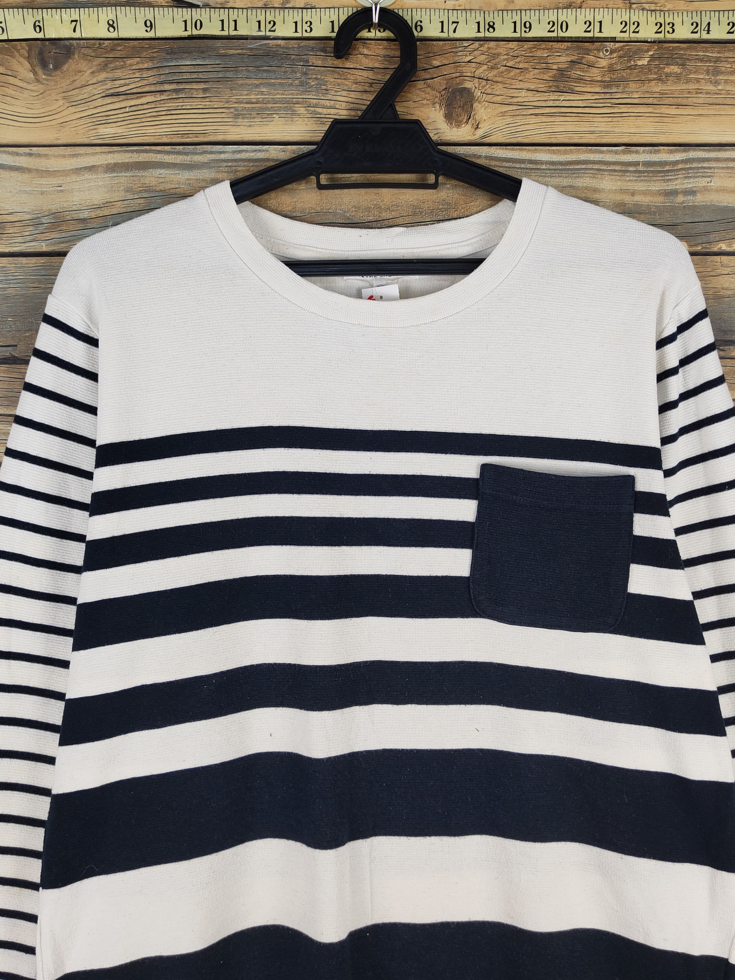 Japanese Brand The Shop TK White Navy stripe Long Sleeve T-shirts #W1336 Size US M / EU 48-50 / 2 - 2 Thumbnail