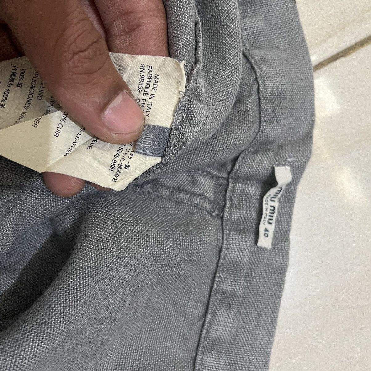 Miu Miu Miu Miu Midi Poplin Grey linen Skirt Size 27" / US 4 / IT 40 - 5 Thumbnail