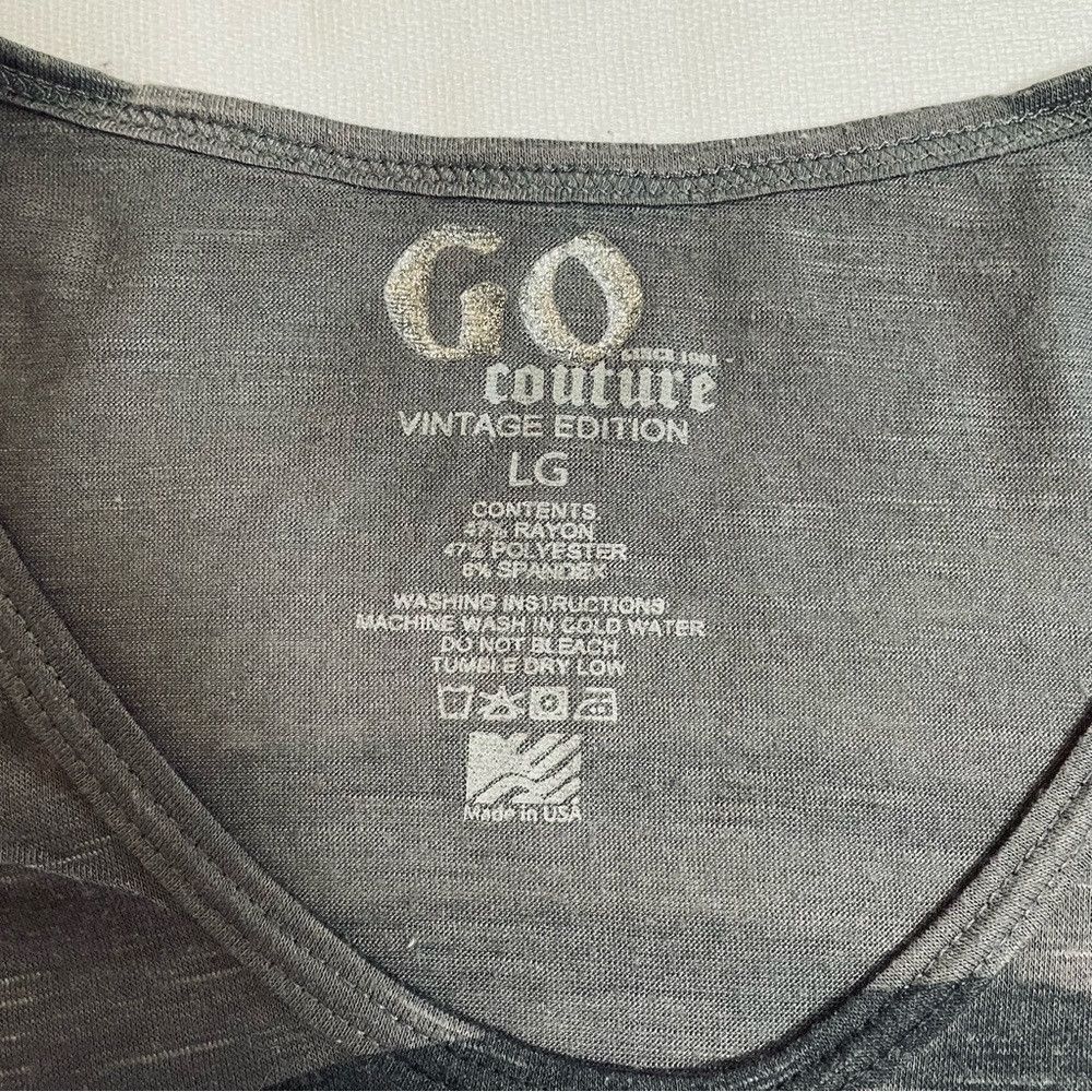 Other Go Couture Asymmetrical Hem Grey Short Sleeve V-Neck Tee Si Size L / US 10 / IT 46 - 6 Thumbnail