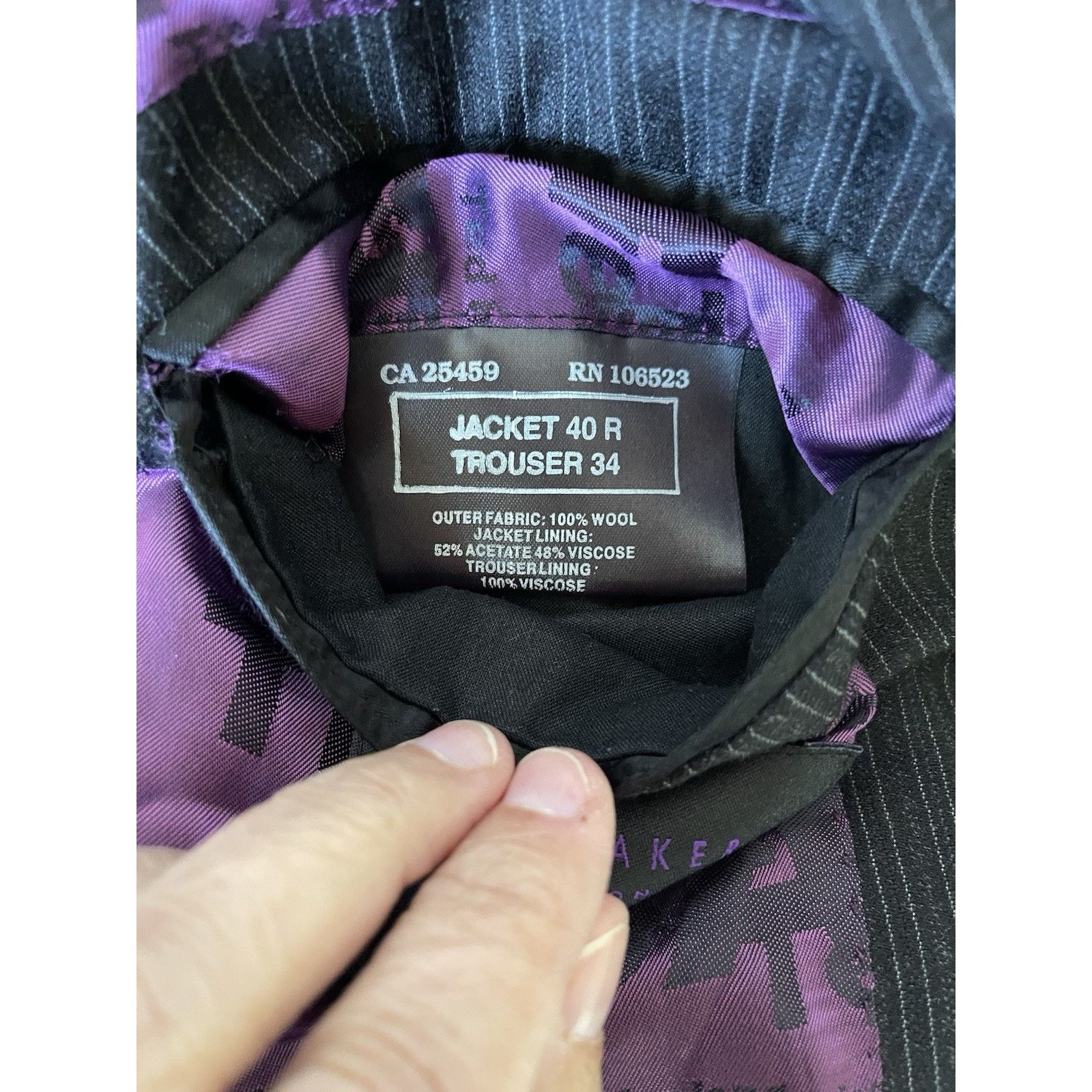 Ted Baker Ted Baker Mens Black Stripe Sport Coat 40R Italy 100% Wool Size 40R - 5 Thumbnail