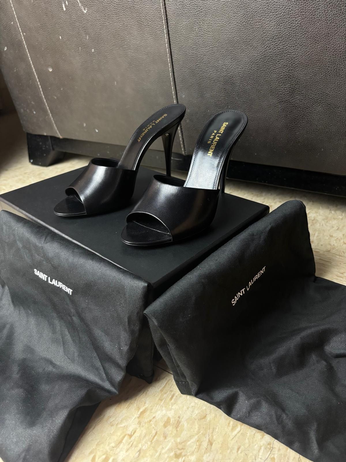 Saint Laurent Paris Saint Laurent LA 16 95 peep-toe mules Size US 7 / IT 37 - 3 Thumbnail