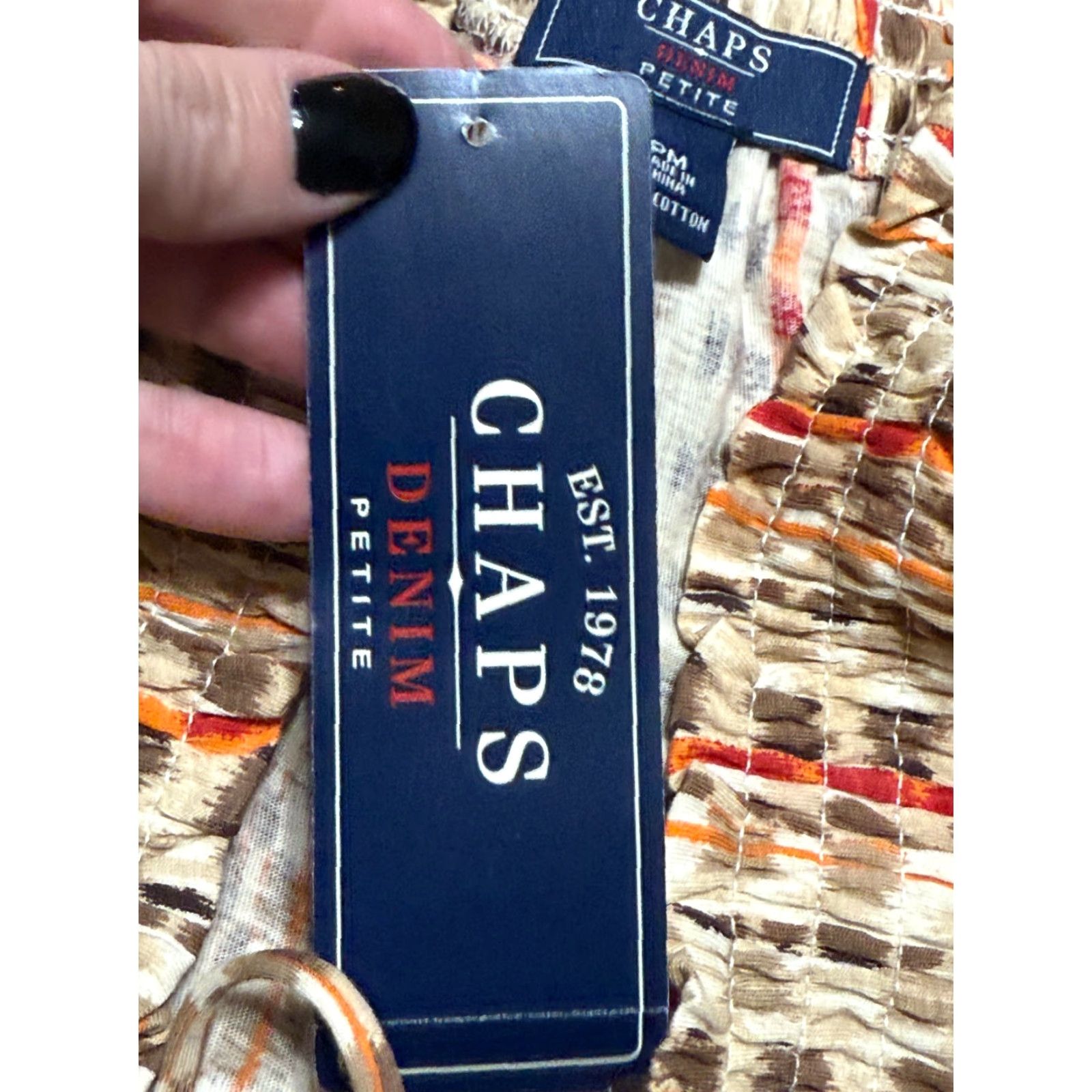 Chaps NWT CHAPS Shirt Women's Petite Medium Brown Red Orange Allover Print Size M / US 6-8 / IT 42-44 - 6 Thumbnail