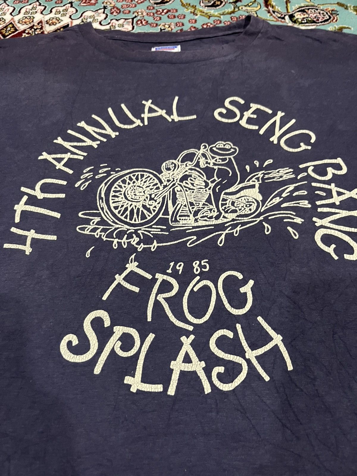 Japanese Brand Faded Indigo 4th Annual Seng Bang Frog Flash 1985 Tee Size US XS / EU 42 / 0 - 3 Thumbnail