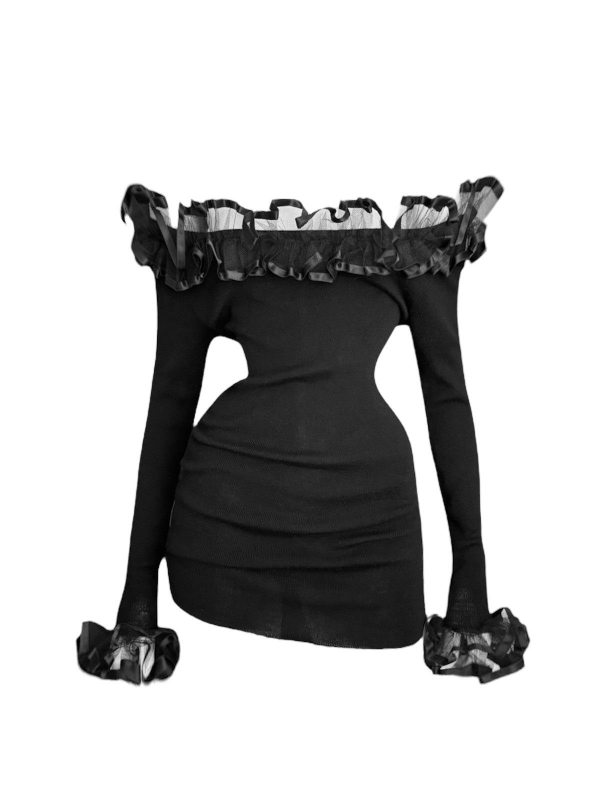Yves Saint Laurent Tom Ford for Yves Saint Laurent Off-Shoulder blouse dress Size S / US 4 / IT 40 - 1 Thumbnail