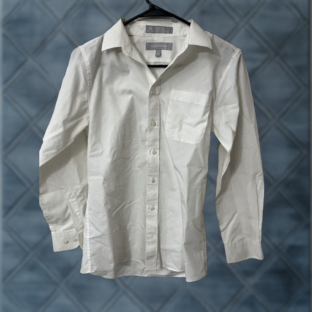 Nordstrom Nordstrom Smartcare Button-Up Shirt Long Sleeve Collared White Solid Men’s Size 16 Wrinkle Resistant Size US L / EU 52-54 / 3 - 1 Thumbnail