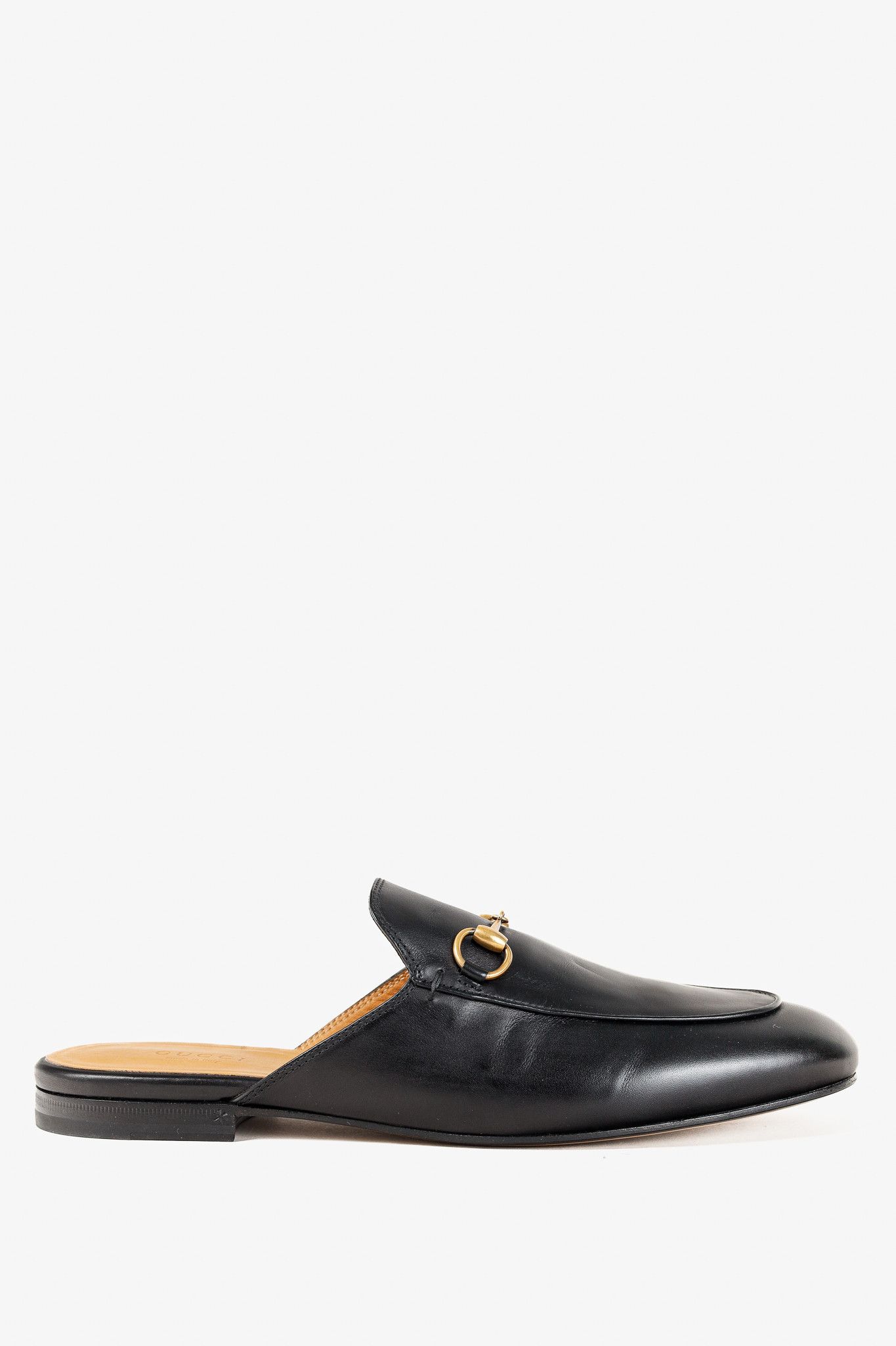 Gucci Gucci Princetown Gold Horsebit Black Leather Slipper Mule Size US 9 / IT 39 - 1 Thumbnail