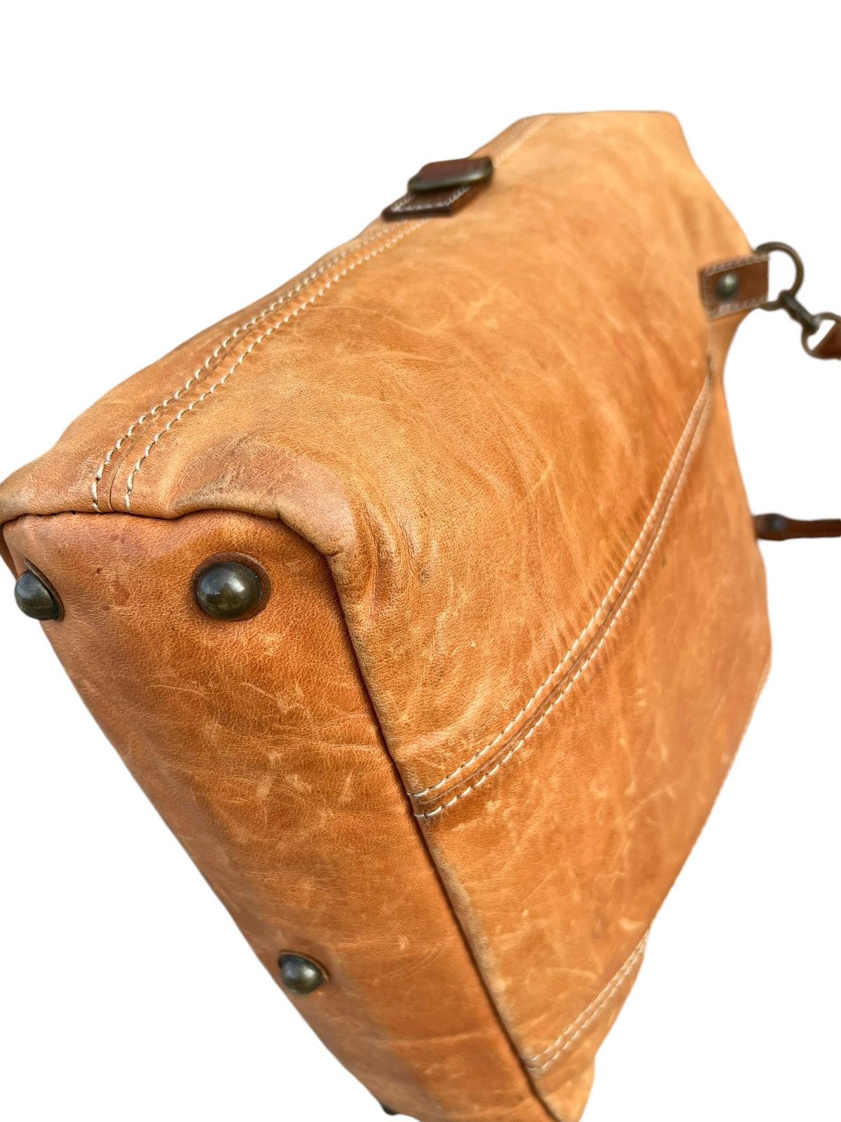 Leather Vintage REI Japan Distress Fade Patina Leather 2 Way Bag Size ONE SIZE - 15 Thumbnail
