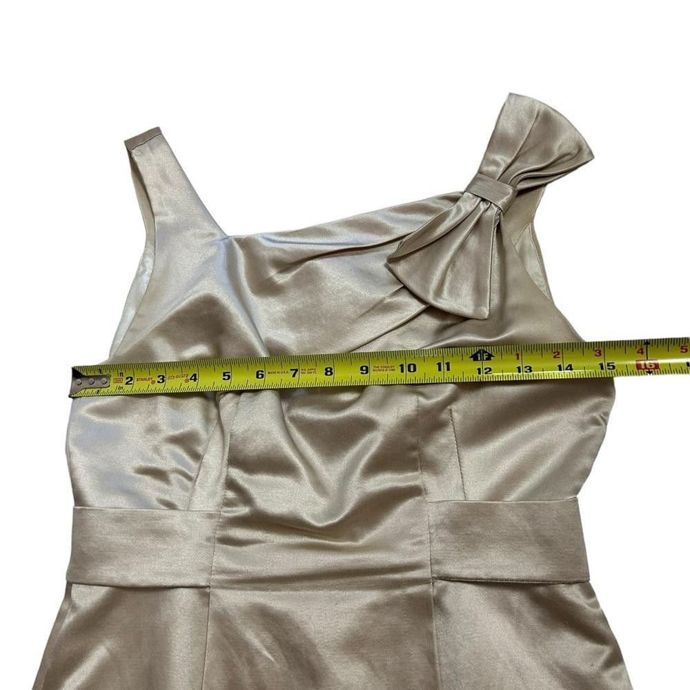 Designer Yoana Baraschi l Tan Gold Silk Satin Bow Dress Size 4 Size S / US 4 / IT 40 - 4 Thumbnail