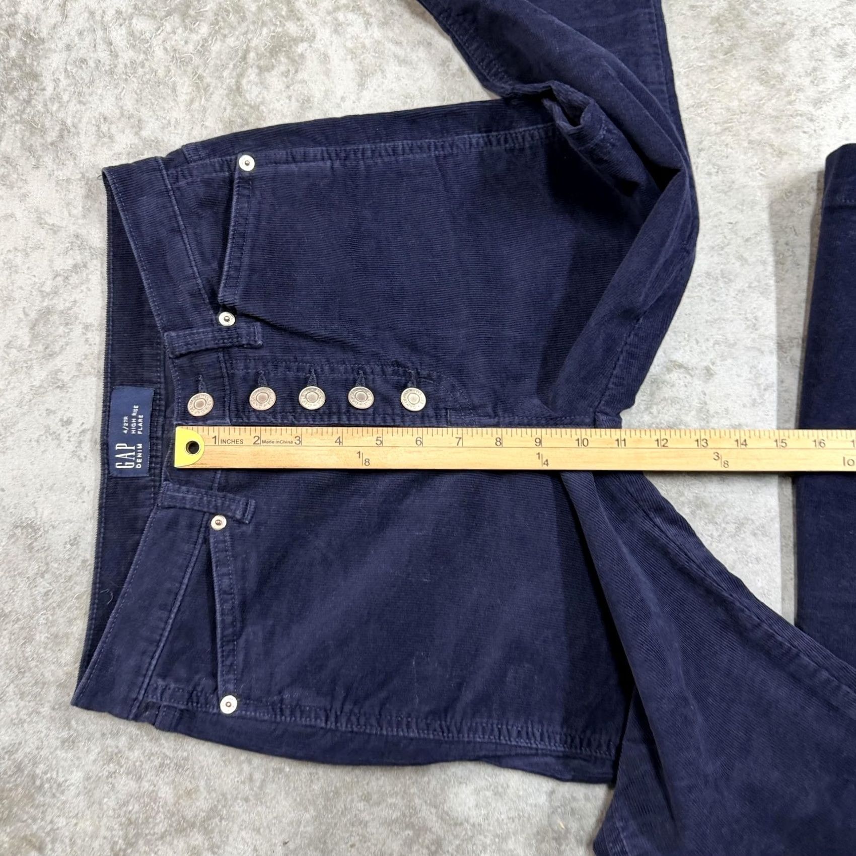 Gap Gap Blue Corduroy High Rise Flare Button Fly Chino Pants Womens 4/27R Casual Pockets 32in Inseam 27in Waist Size 27" / US 4 / IT 40 - 5 Thumbnail