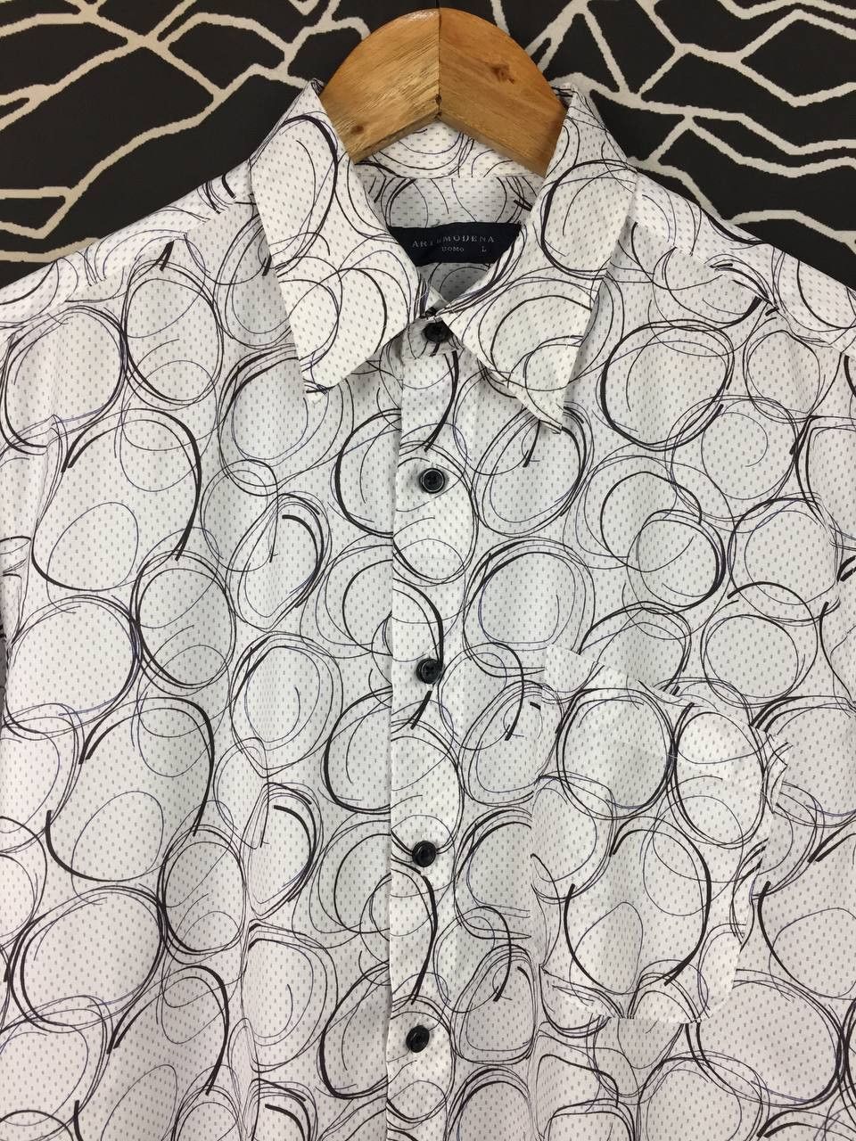 Japanese Brand Artemodena Uomo Abstract Circle Pattern Short-Sleeve Shirt Size US L / EU 52-54 / 3 - 3 Thumbnail