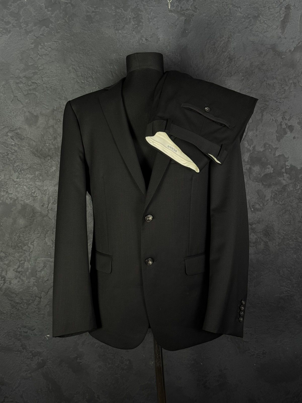 Balmain BALMAIN Paris Navy Wool Blend Slim Fit Black Men’s Suit 46R Size 46R - 2 Thumbnail