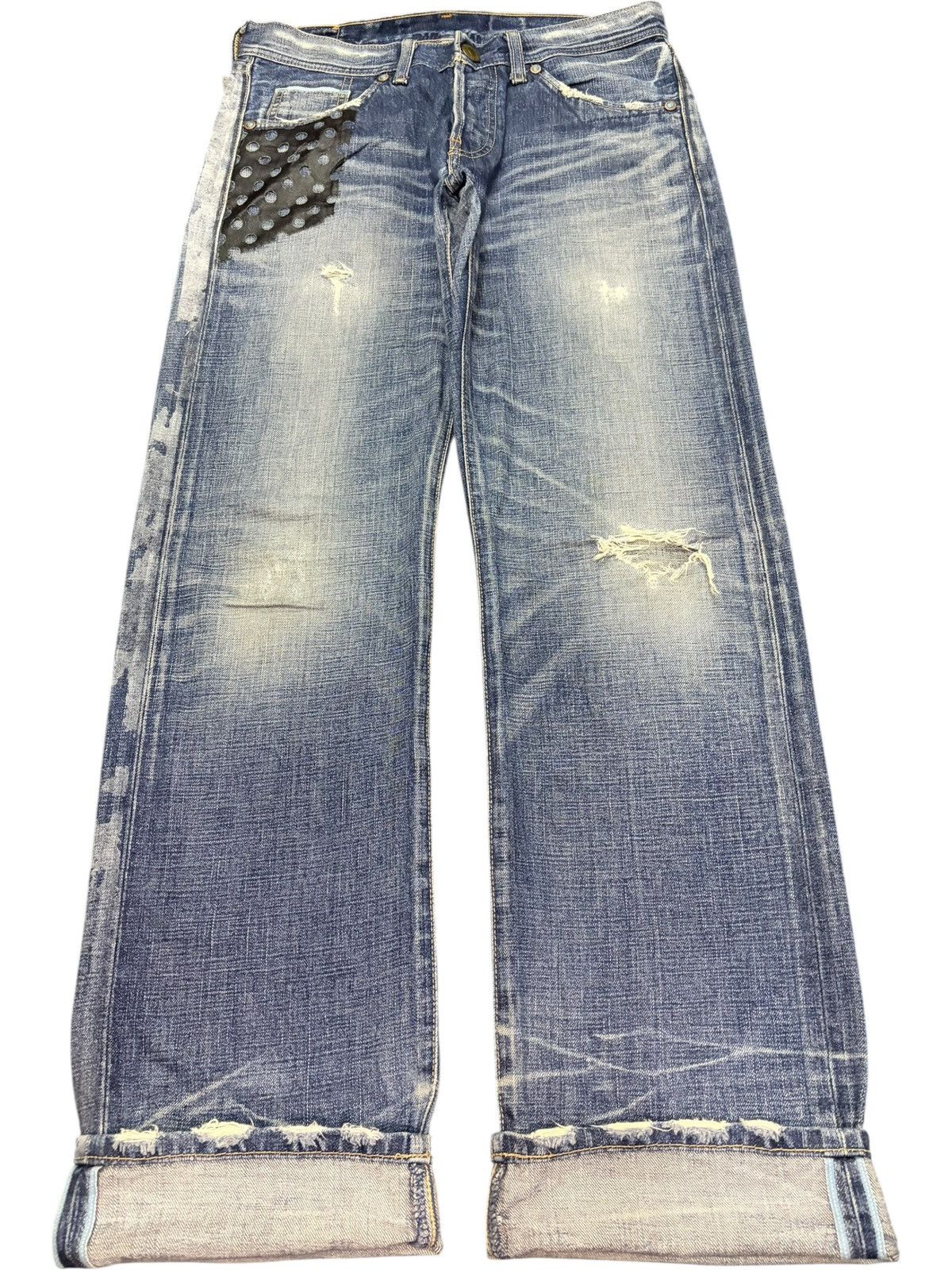 Levi's Vintage 90s Levis 705 Selvedge Distress Loose Jeans Size US 30 / EU 46 - 1 Thumbnail