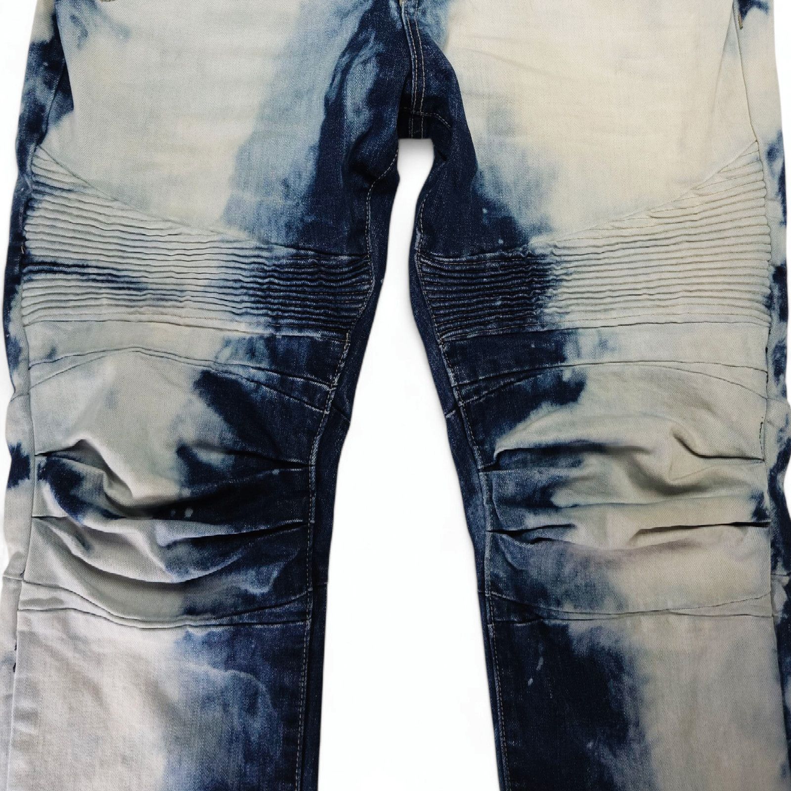Smoke Rise EUC Smoke Rise Y2K Moto Biker Denim Jeans 38x33 Blue White Size US 38 / EU 54 - 5 Thumbnail