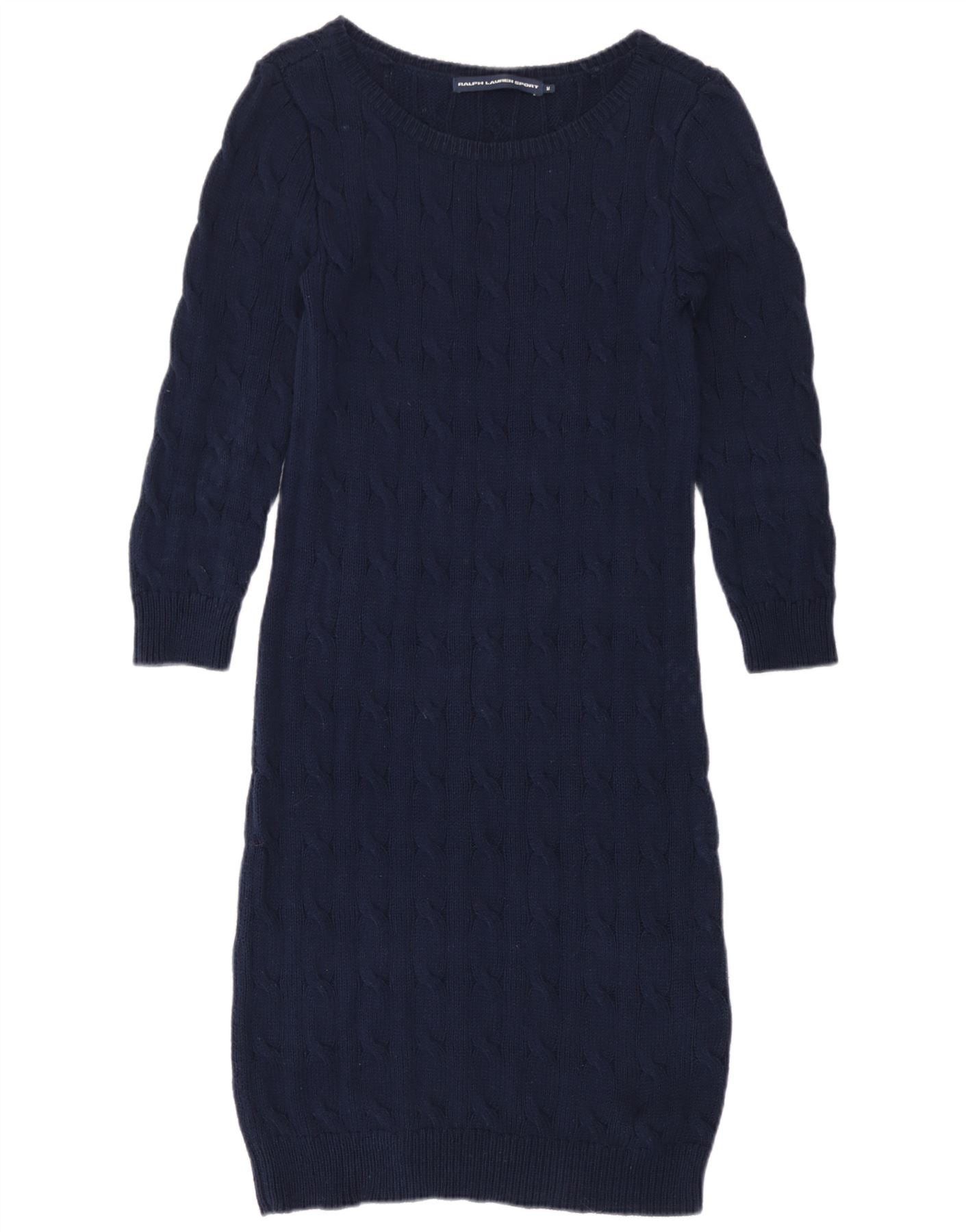 Ralph Lauren Womens Jumper Dress UK 12 Medium Navy Blue Cotton Size XS / US 0-2 / IT 36-38 - 1 Thumbnail