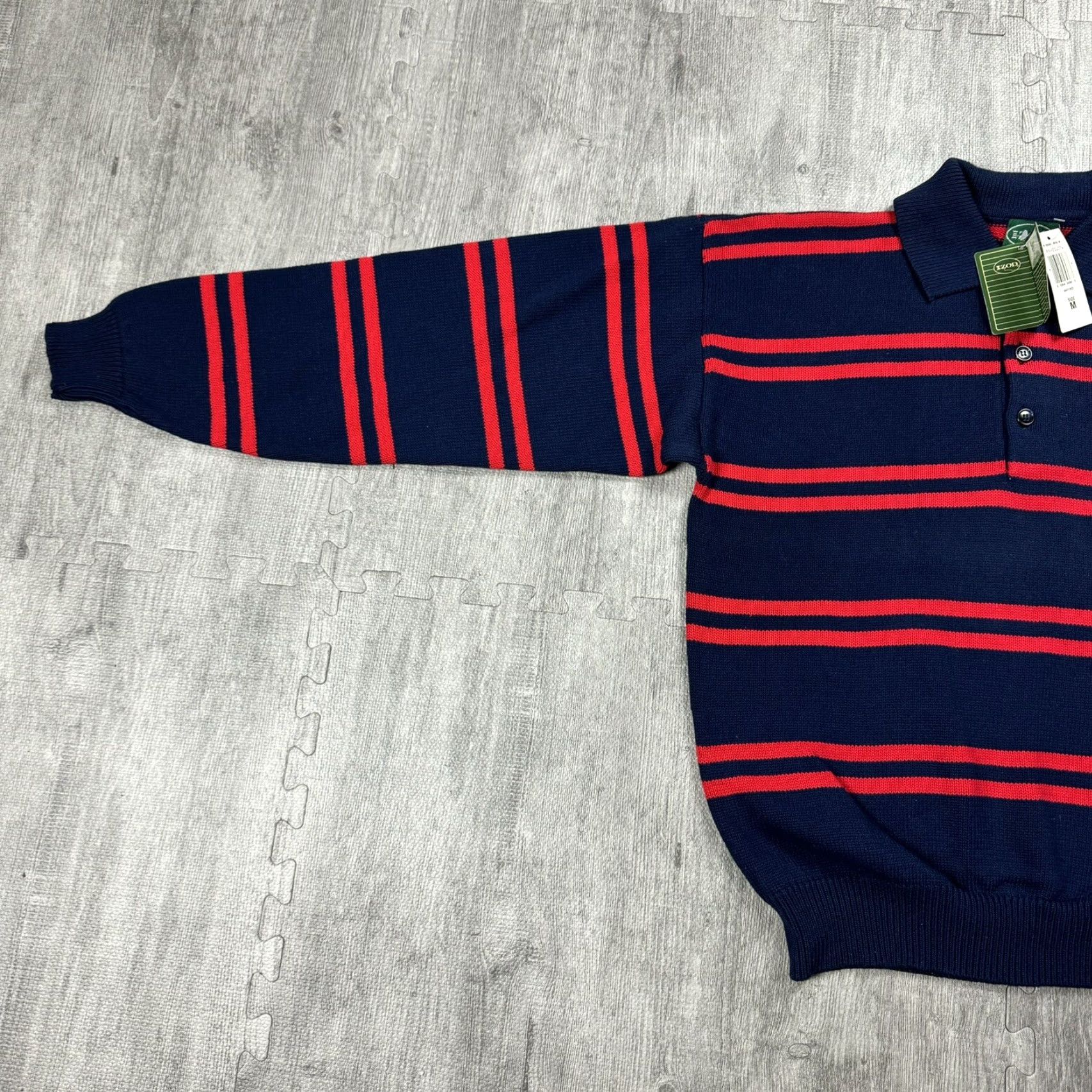 Izod VINTAGE IZOD 80s RUGBY Cotton Striped Collared Sweater Men's Medium Navy Red All Seasons Size US M / EU 48-50 / 2 - 5 Thumbnail