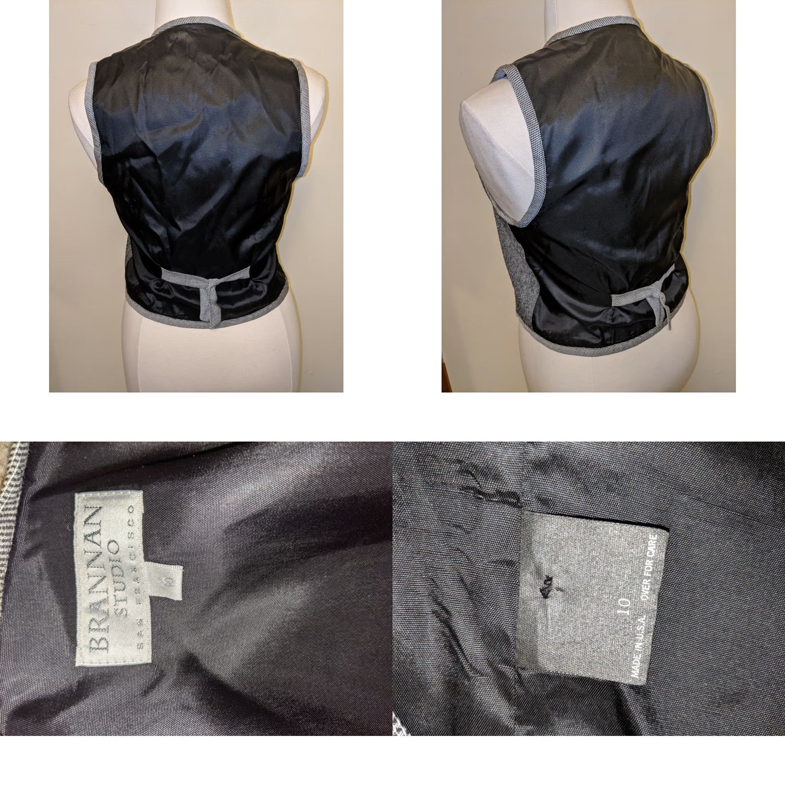 Vintage VINTAGE 90s Brannan Studio Art Deco Black & White Vest Medium Quilted Buttoned Women Casual Mens Womens Girls Size M / US 6-8 / IT 42-44 - 8 Thumbnail