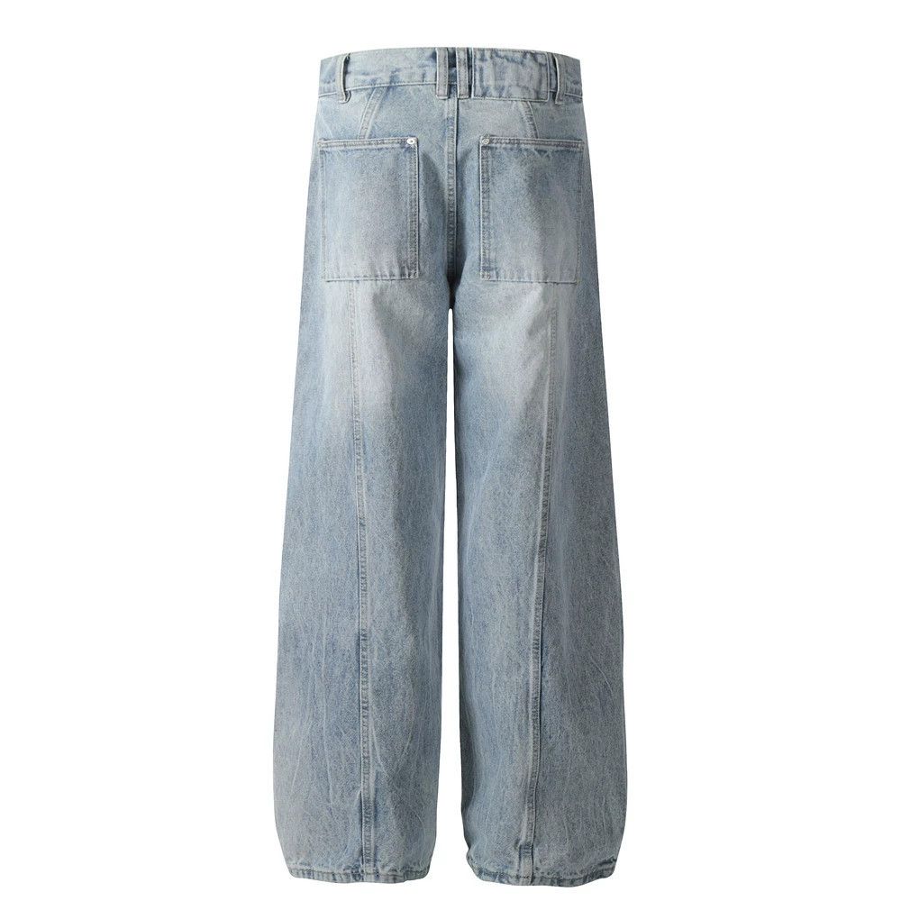 Jean High street washed men's loose straight hip-hop casual jeans Size US 32 / EU 48 - 2 Thumbnail
