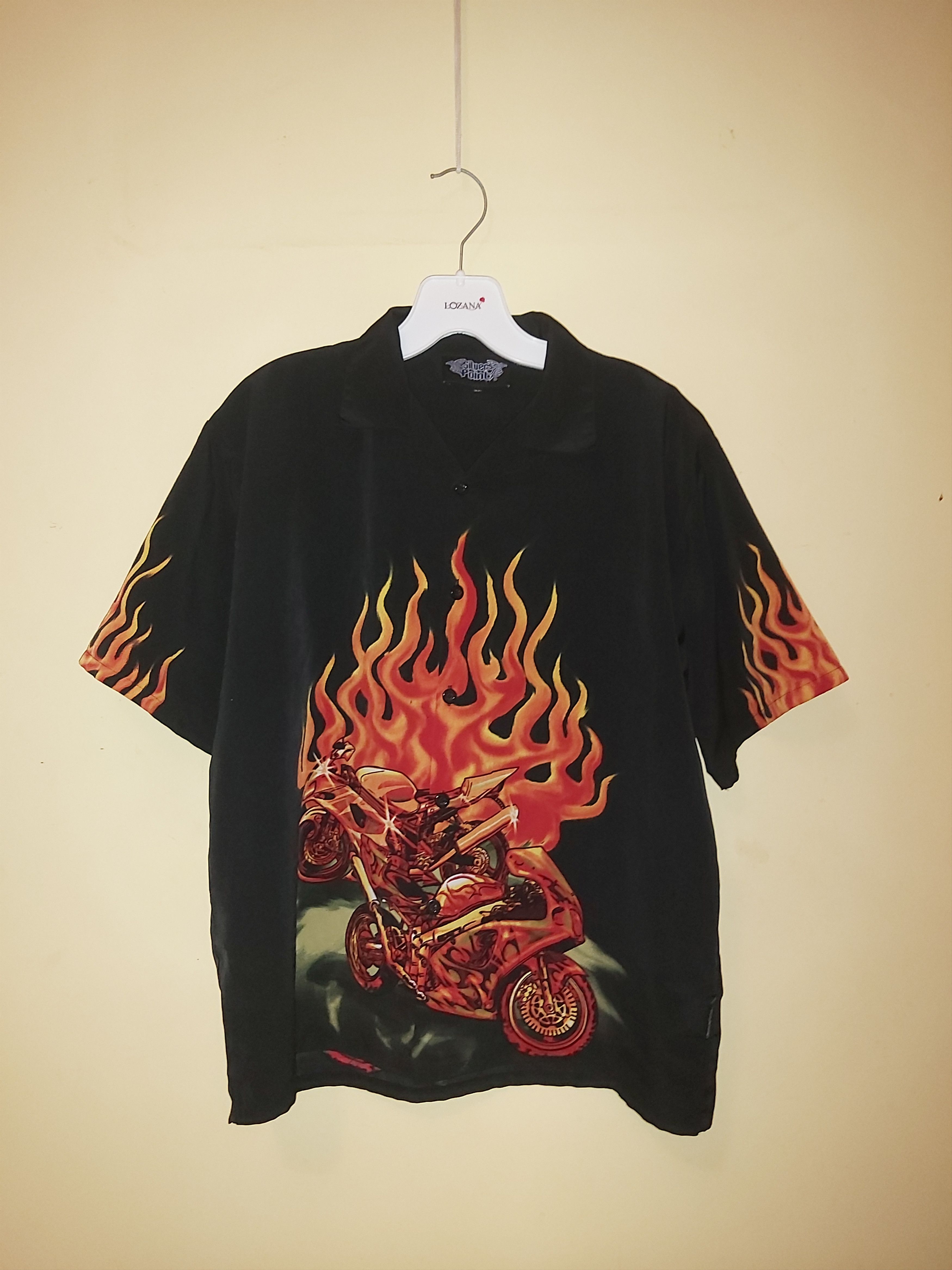 Vintage Crazy Vintage Y2K Silver Point Jnco STYLE flame shirt Size US S / EU 44-46 / 1 - 1 Thumbnail