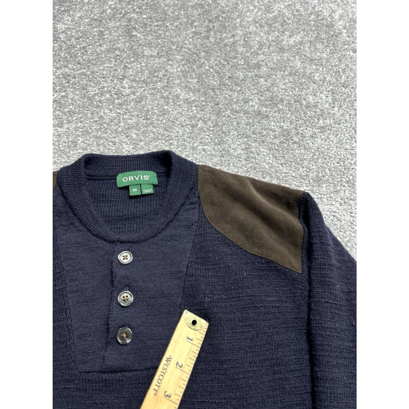 Orvis Orvis Women Sweater Knit Henley Crew Neck Wool Blue M Wool Henley SS Tight-Knit Ribbed Button Casual Holiday Winter Modern Classic Wool Size 32" / US 10 / IT 46 - 5 Thumbnail