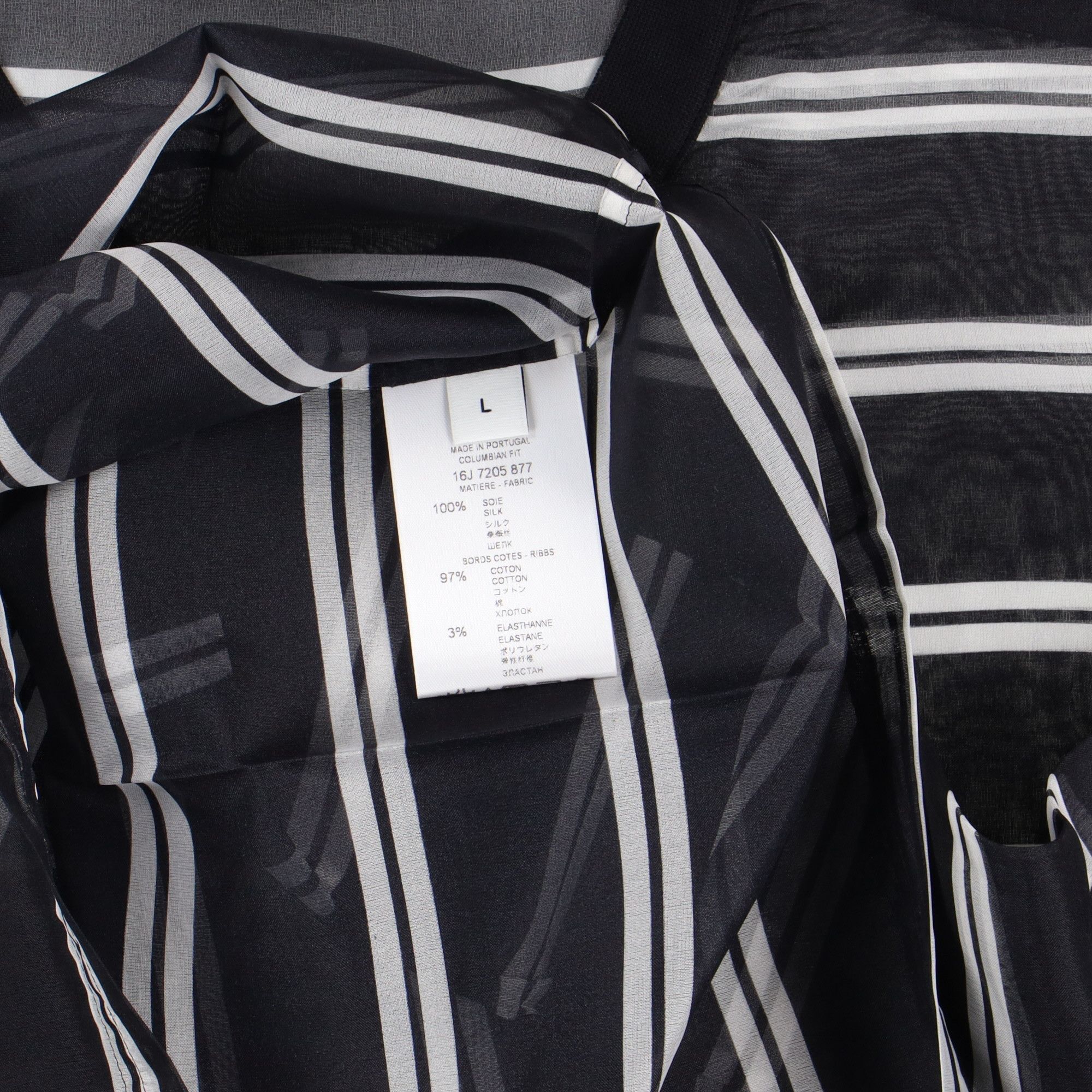 Givenchy Black and White Striped Organza Silk Oversized T-Shirt Size US L / EU 52-54 / 3 - 6 Thumbnail