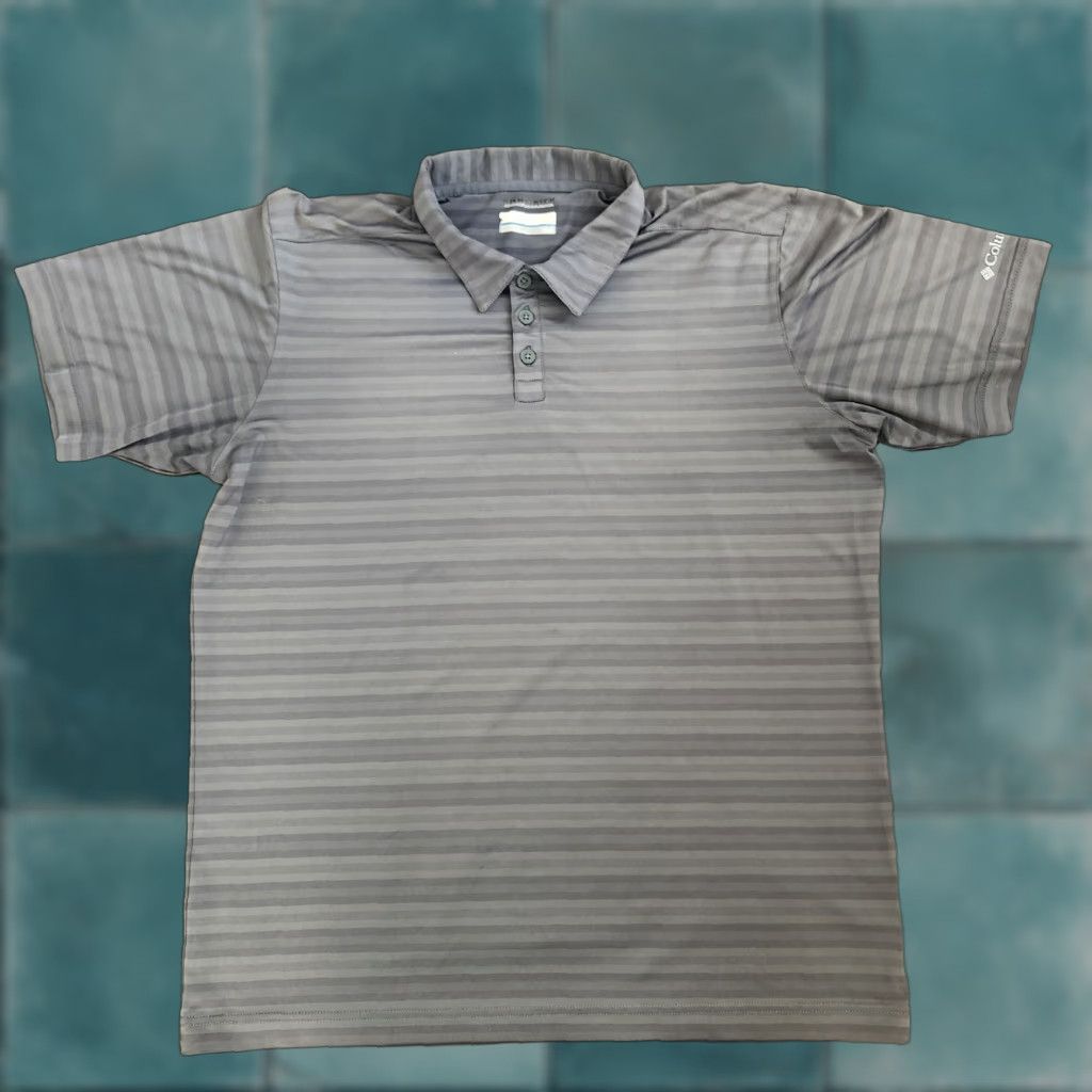 Vintage Columbia Polo Shirt Striped Gray M Omni-Wick Short Sleeve Mens Polo Shirt Casual Activewear Size US M / EU 48-50 / 2 - 1 Thumbnail