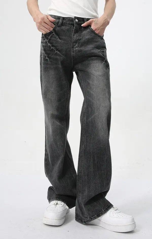 VIBE Hitomi x Sara Lightning Burst Black and Grey Flared Jeans Size US 32 / EU 48 - 1 Thumbnail