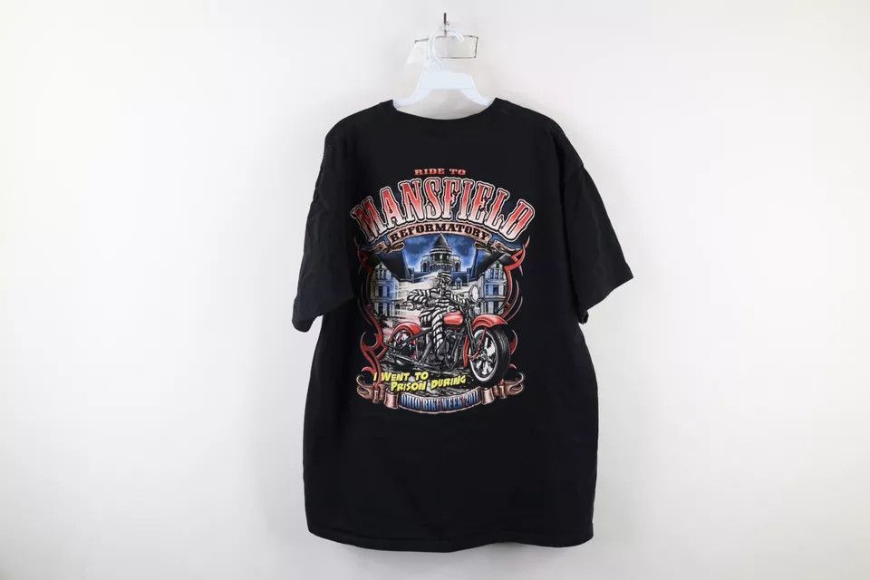 Vintage Vintage Y2K Mansfield Bike Week Skeleton Motorcycle T-Shirt Size US XL / EU 56 / 4 - 11 Thumbnail