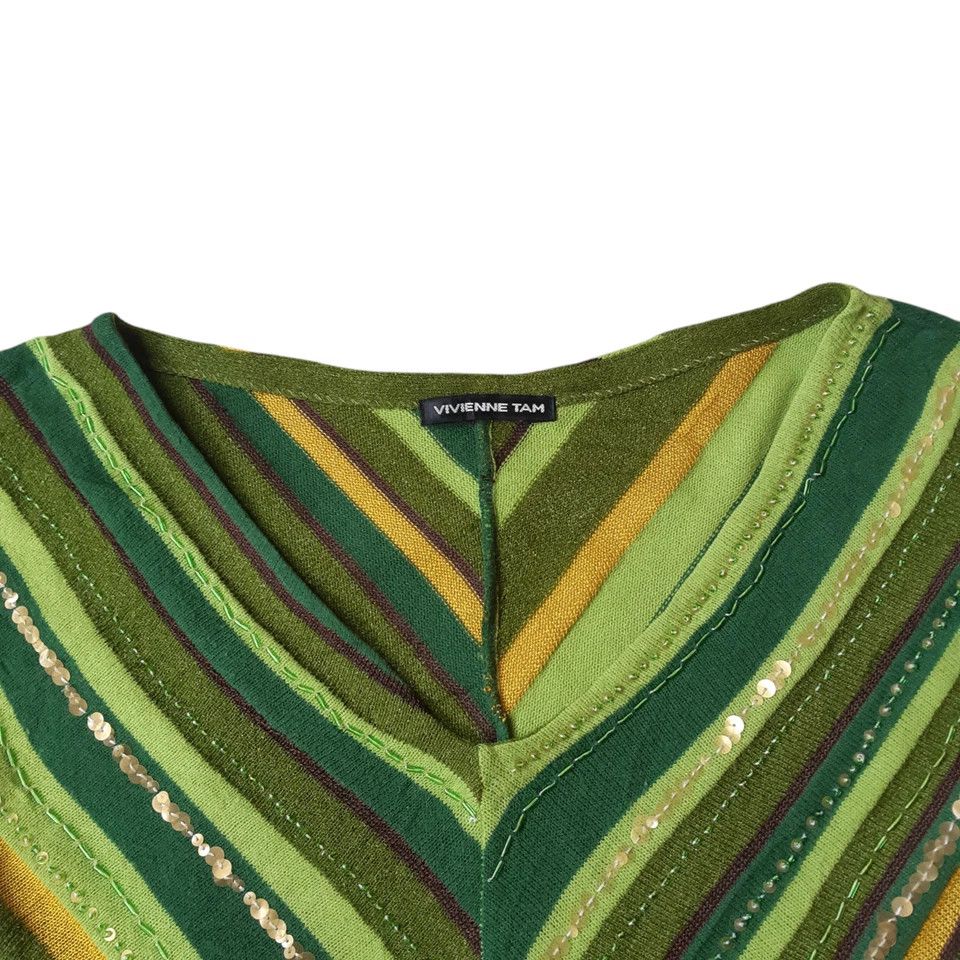 Vivienne Tam Vintage Vivienne Tam Tops Sequin Acrylic Rayon Striped Size XS / US 0-2 / IT 36-38 - 2 Thumbnail
