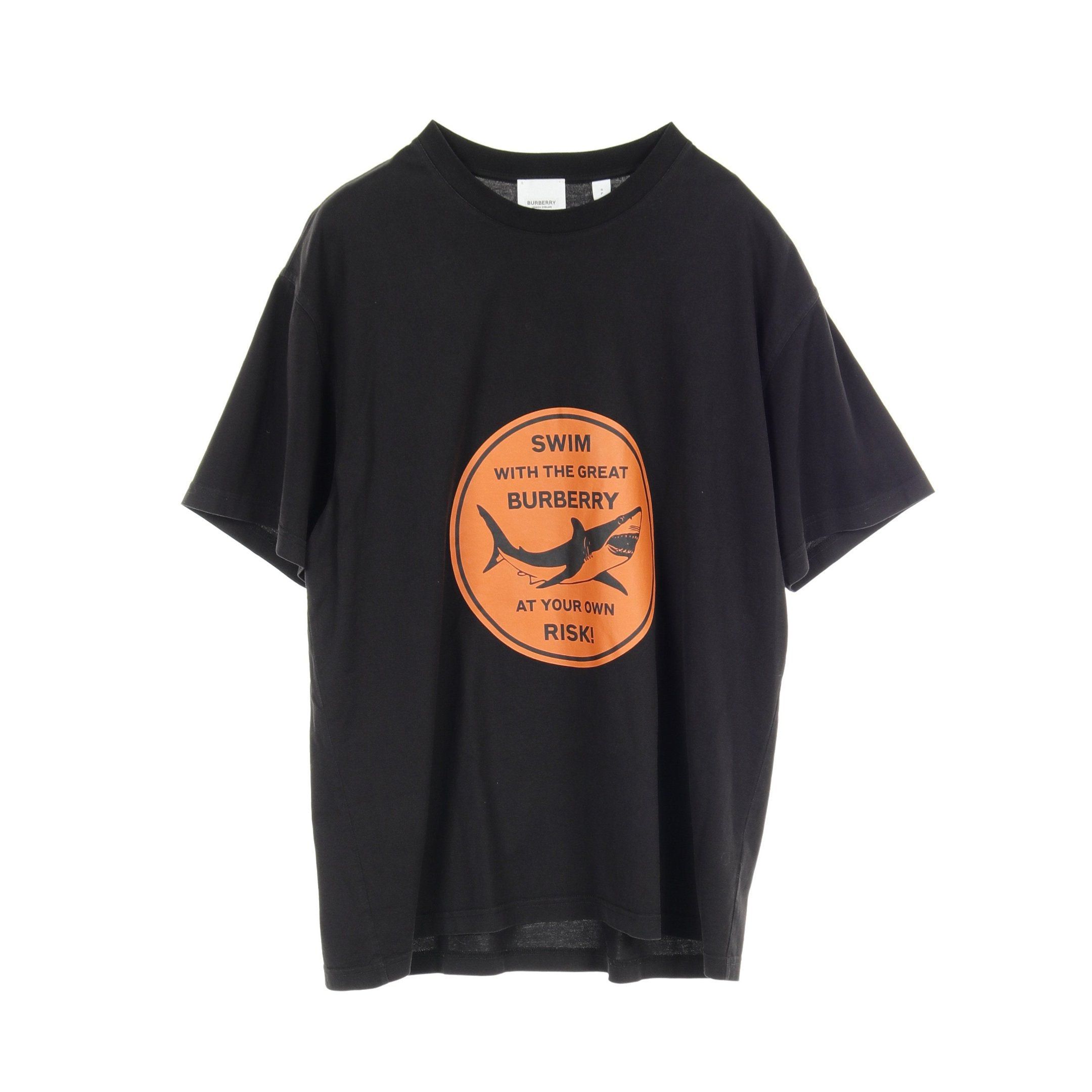 Shark GraphicTton T-Shirt Crew Neck Cotton Black Orange 21SS
