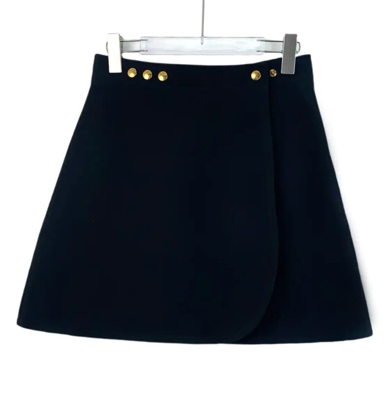 Louis Vuitton Louis Vuitton Black Wool Skirt for Women 0089 Size 23" - 1 Thumbnail