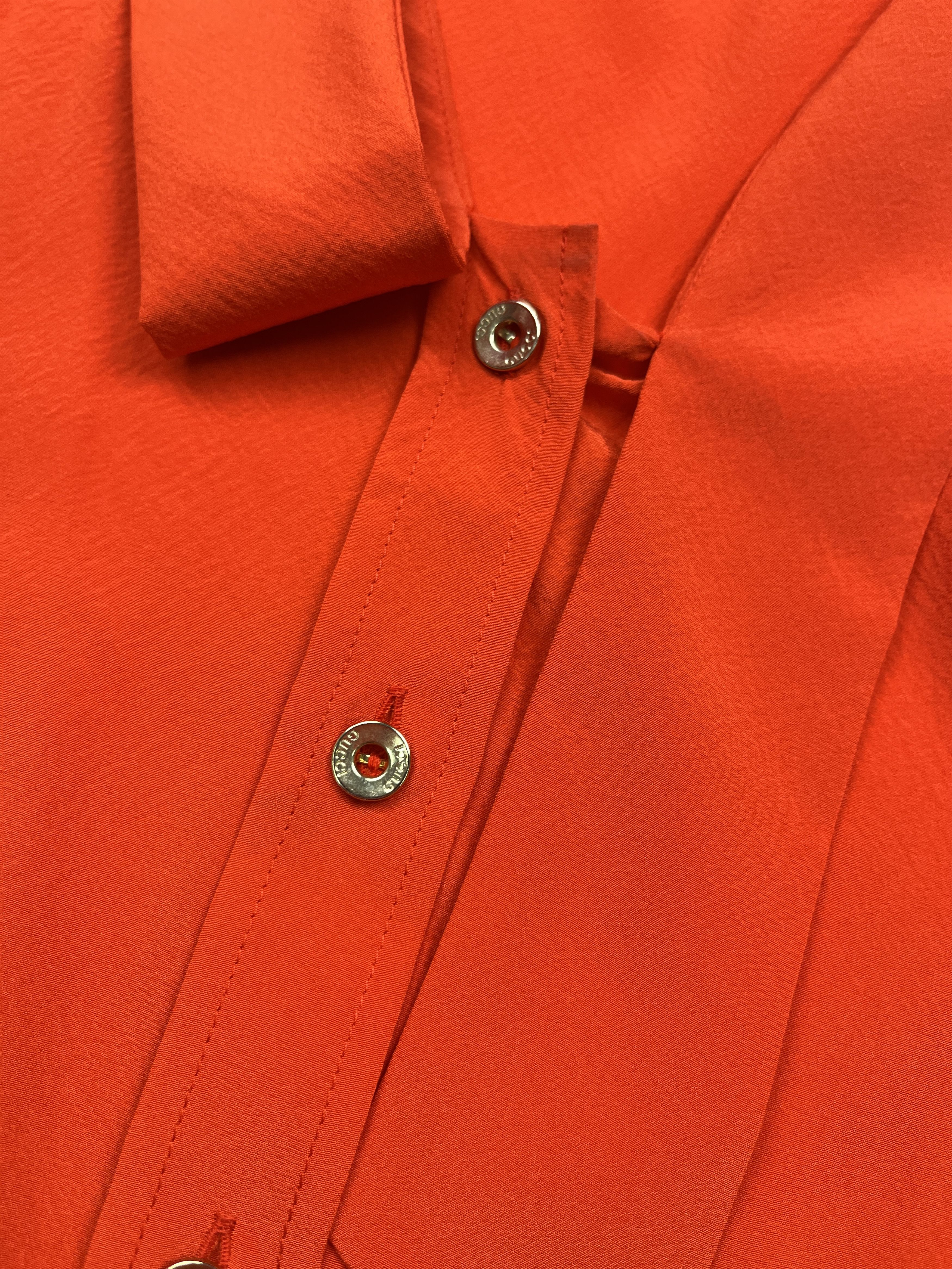 Gucci Gucci Orange Red Deep V Long Sleeve Blouse Size S / US 4 / IT 40 - 3 Thumbnail