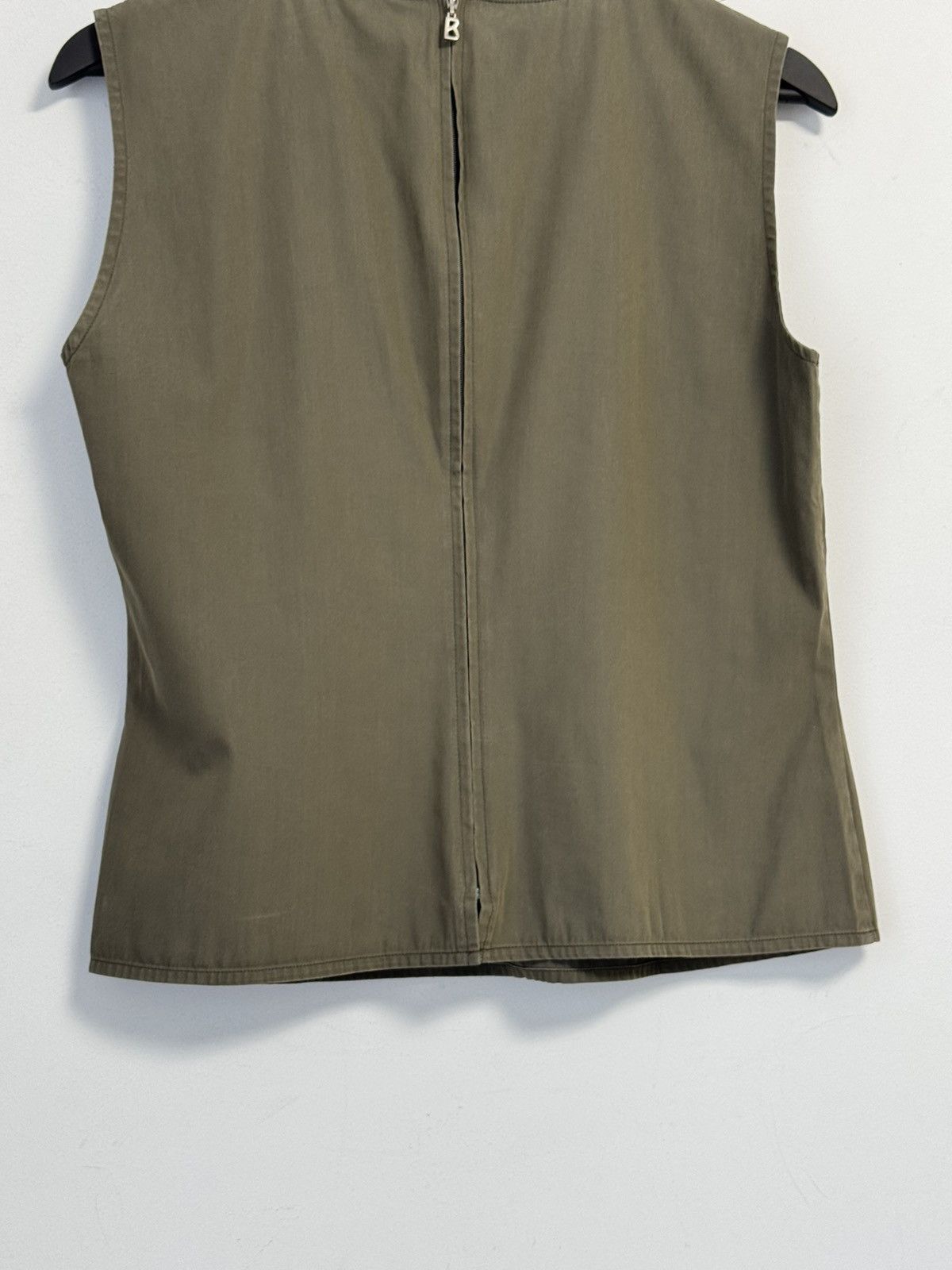 Bogner BOGNER Olive Green Shell Top Sleeveless Blouse Tank Shirt Size S / US 4 / IT 40 - 13 Thumbnail