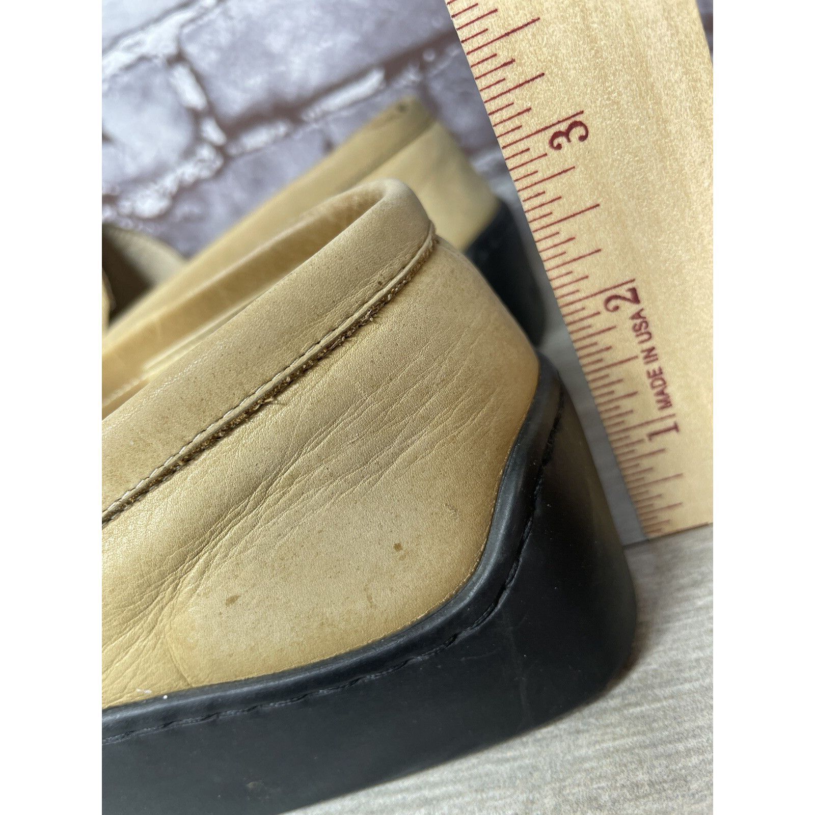 Other Duccio Del Duca Tan Leather Square Toe Wedge Designer Loafer Size US 8.5 / IT 38.5 - 10 Thumbnail