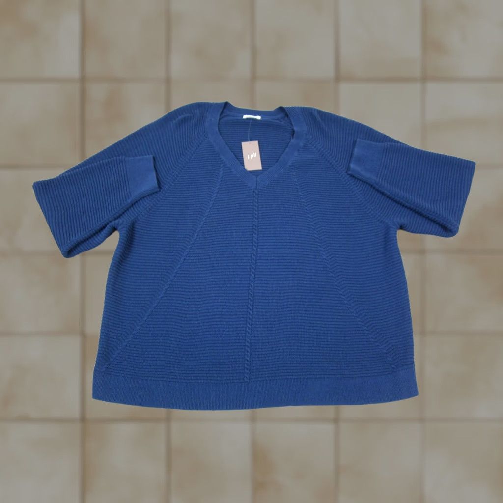 J. Jill J.Jill Sweater XL Blue V-Neck Dolman-Sleeve Pullover Cotton Womens Knit Pullover Casual Blue XL Womens Pullover Sweater Size XL / US 12-14 / IT 48-50 - 1 Thumbnail
