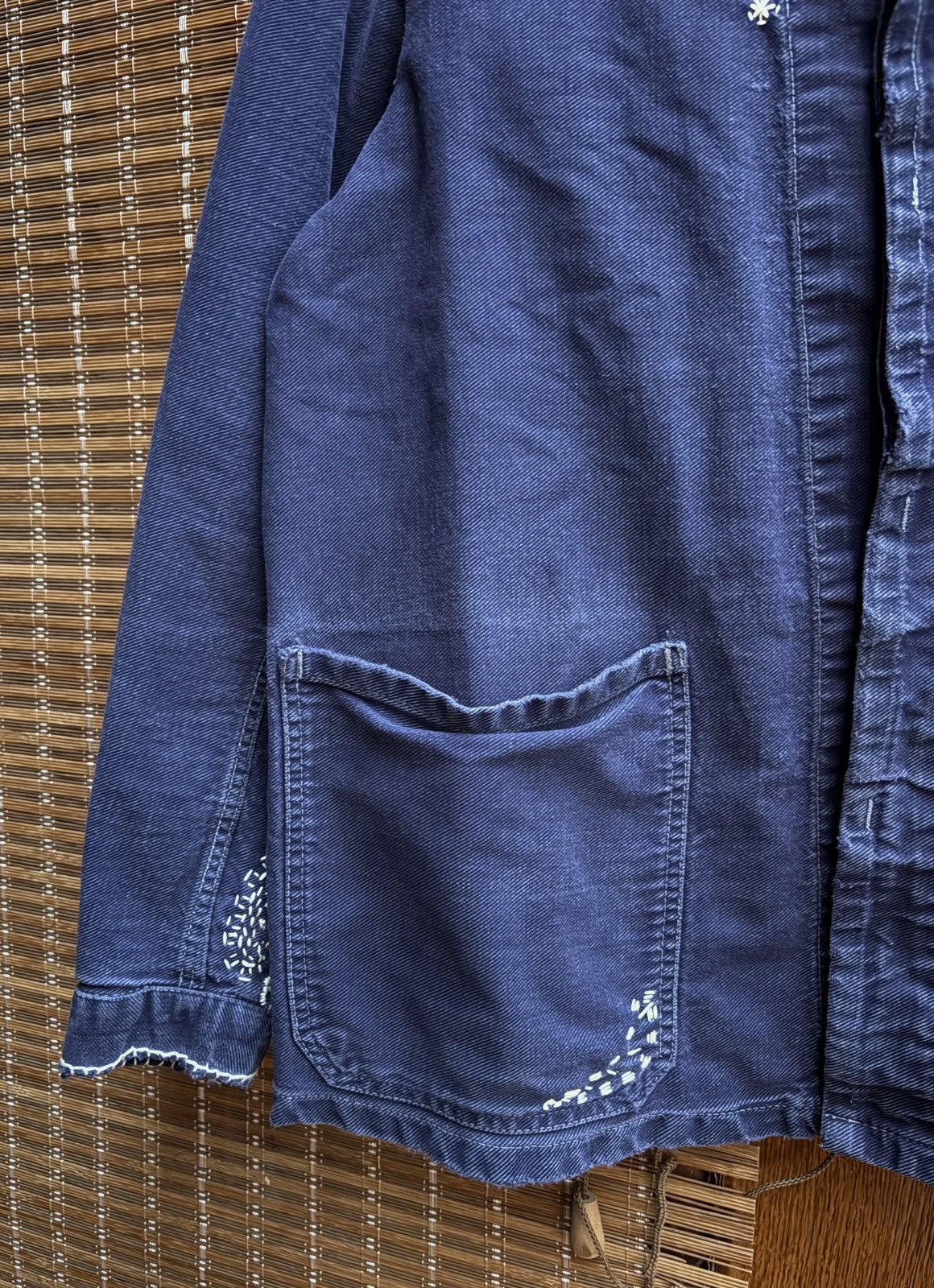 Vintage Vintage Repaired Work Jacket Chore Faded Navy Cotton Twill Size US S / EU 44-46 / 1 - 6 Thumbnail