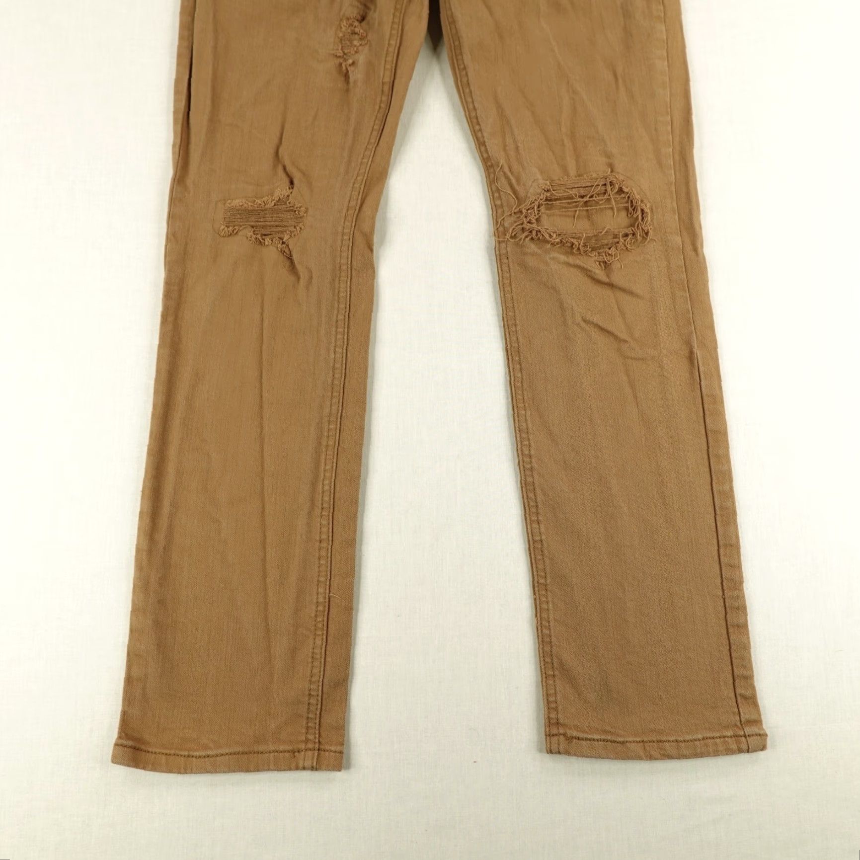 Denime Makobi Jeans Mens 34x32 Brown Denim Slim Straight Distressed Moto Flex Pants Shirt (no, that's wrong) Size US 33 - 3 Thumbnail
